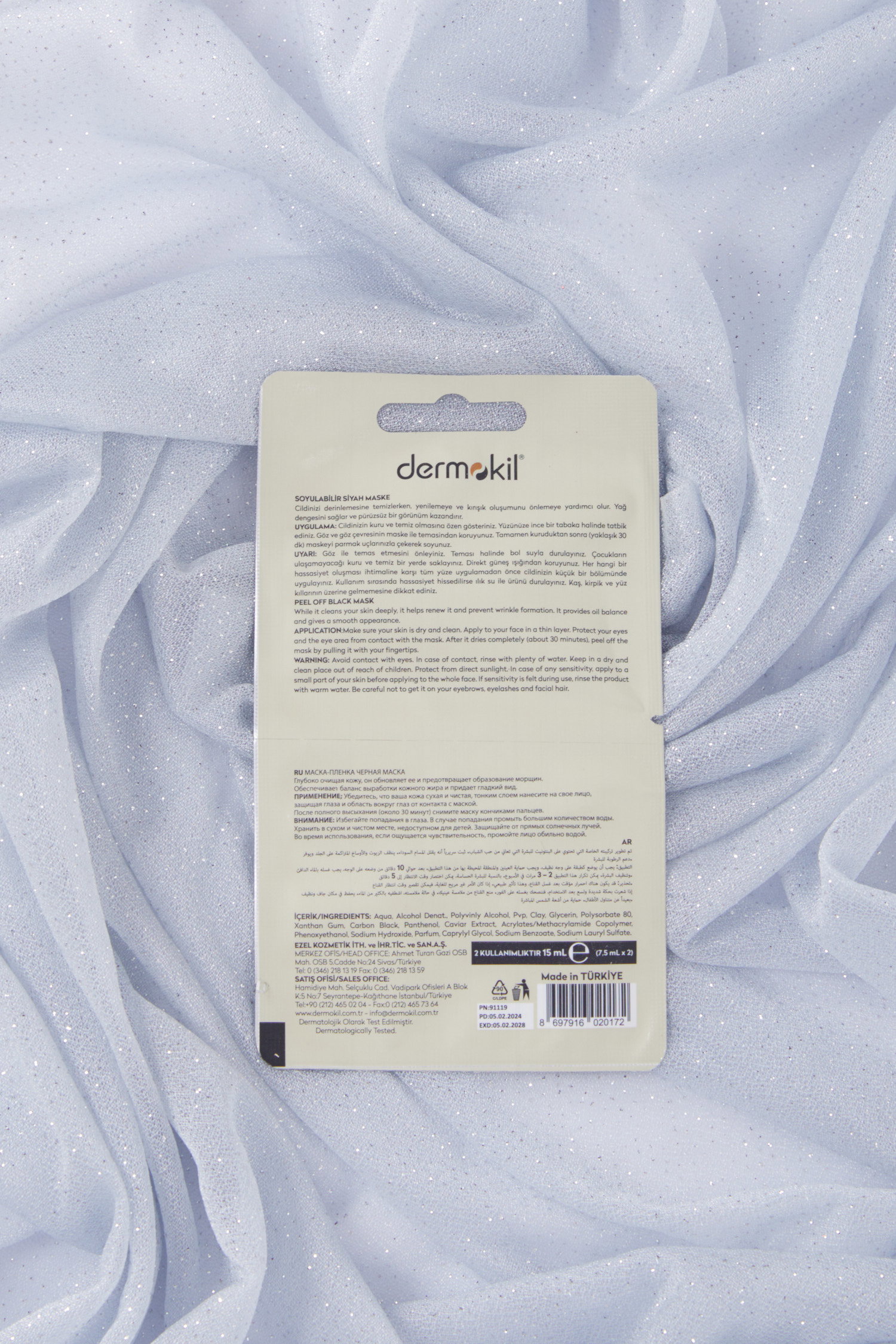 Renksiz DERMOKIL 7,5*2 ML SOYULABILIR SIYAH MASKE - 25933 - 2