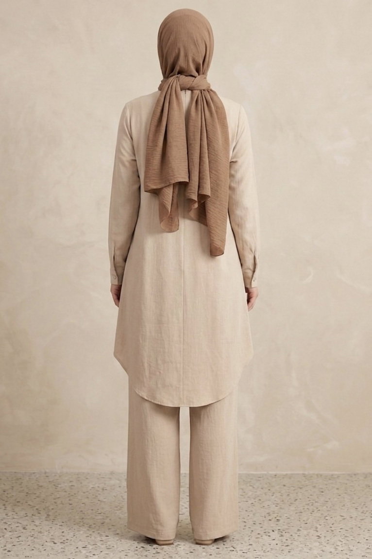 Riz Tunik Pantolon İkili Takım Bej - 2129-BEJ - 3