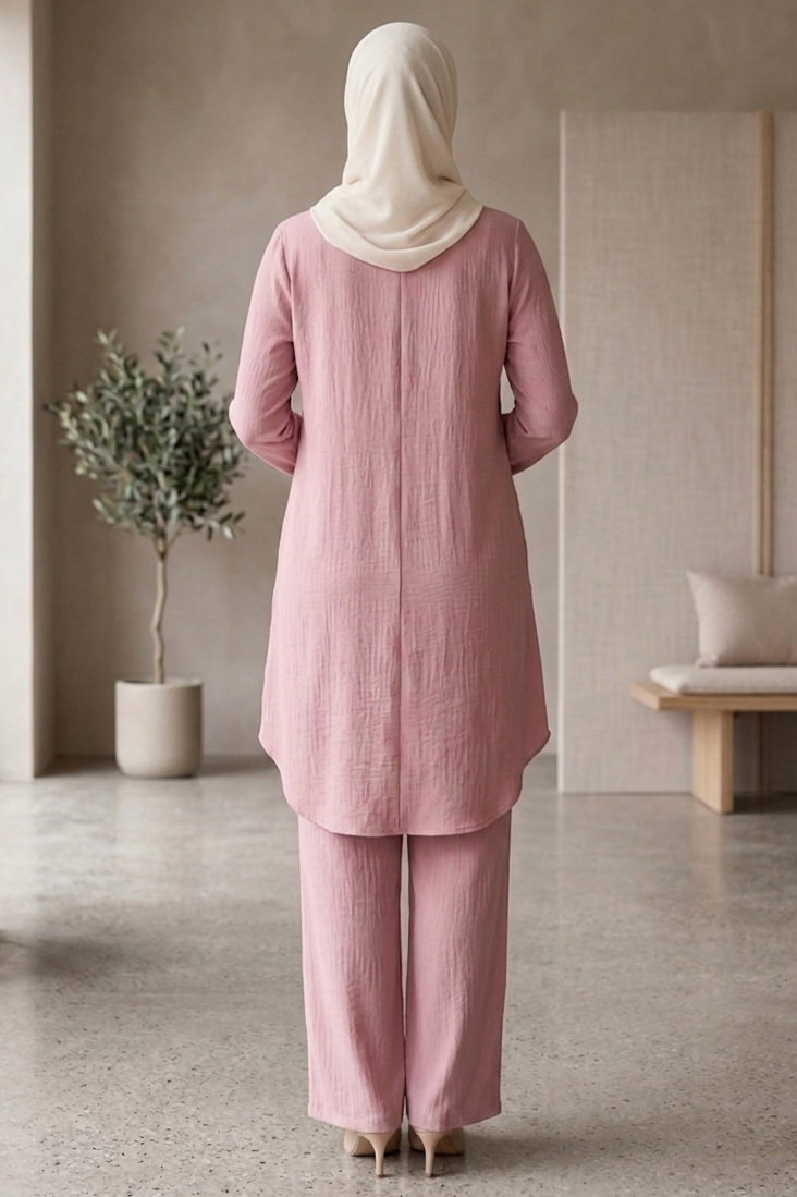 Riz Tunik Pantolon İkili Takım Gül - 2129-GUL - 3
