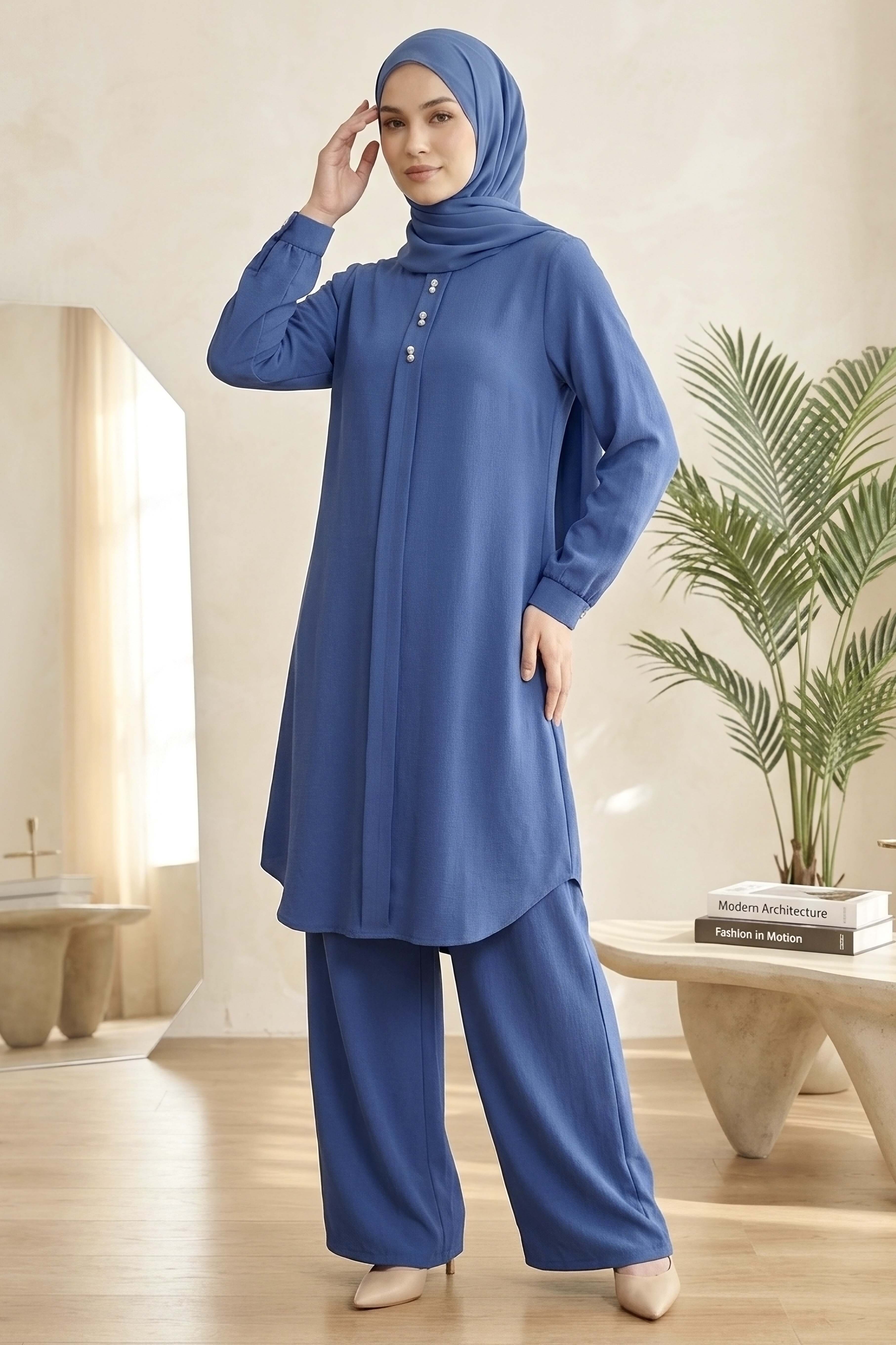 Riz Tunik Pantolon İkili Takım Indigo - 2129-INDIGO - 1