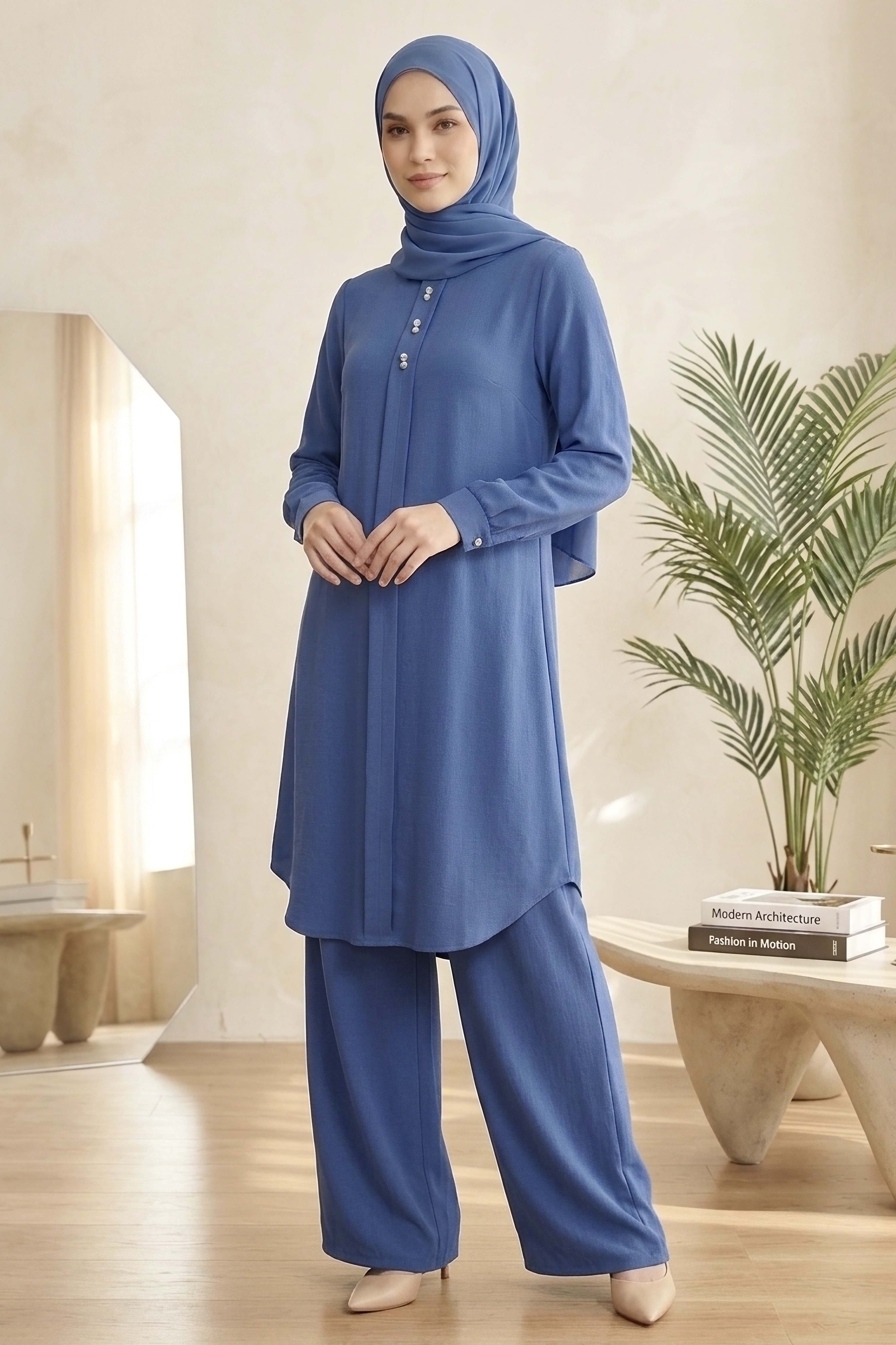 Riz Tunik Pantolon İkili Takım Indigo - 2129-INDIGO - 2