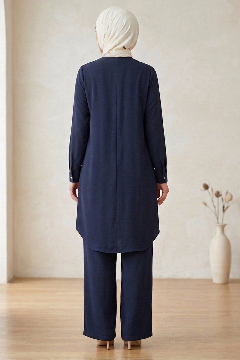 Riz Tunik Pantolon İkili Takım Lacivert - 2129-LACIVERT - 3