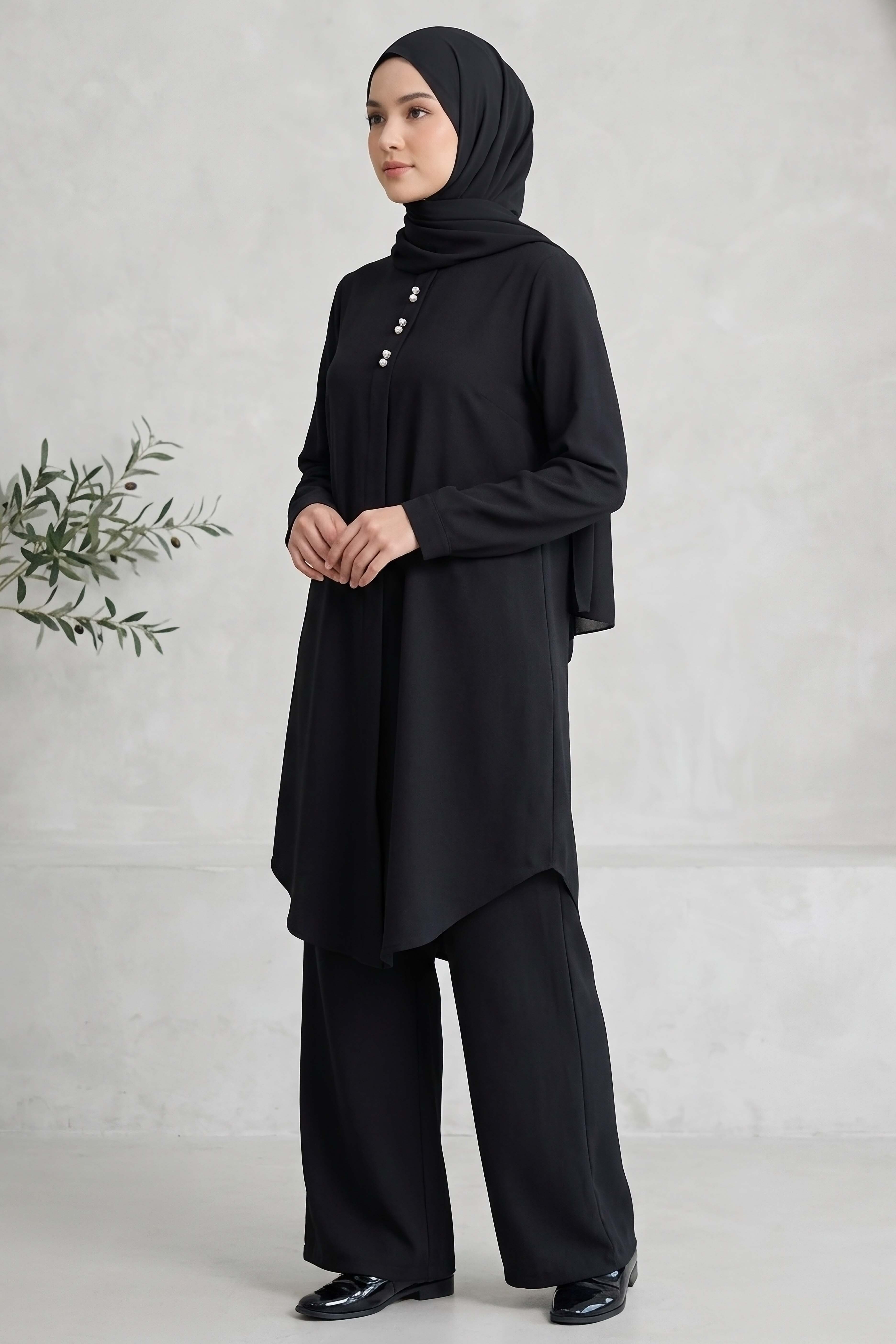 Riz Tunik Pantolon İkili Takım Siyah - 2129-SIYAH - 1