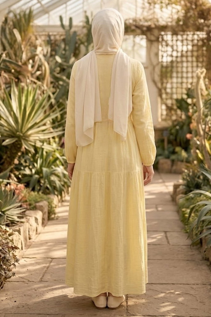 Roba Dantelli Salaş Elbise Sari - 28753-SARI - 4
