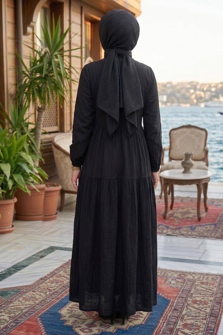 Roba Dantelli Salaş Elbise Siyah - 28753-SIYAH - 4