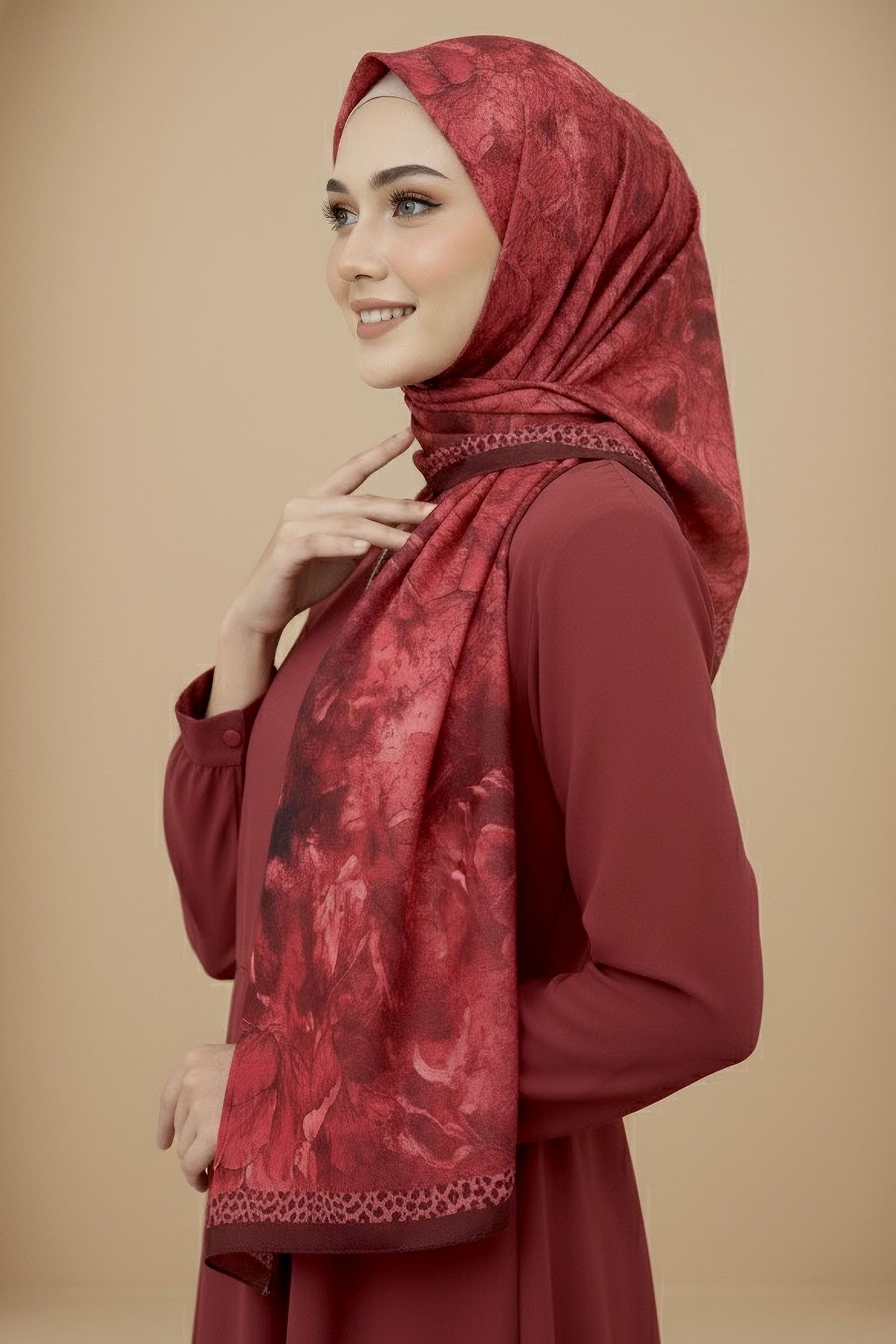 Rustik Bloom Serisi Bambu Crash Şal - 28002-KIRMIZI - 2