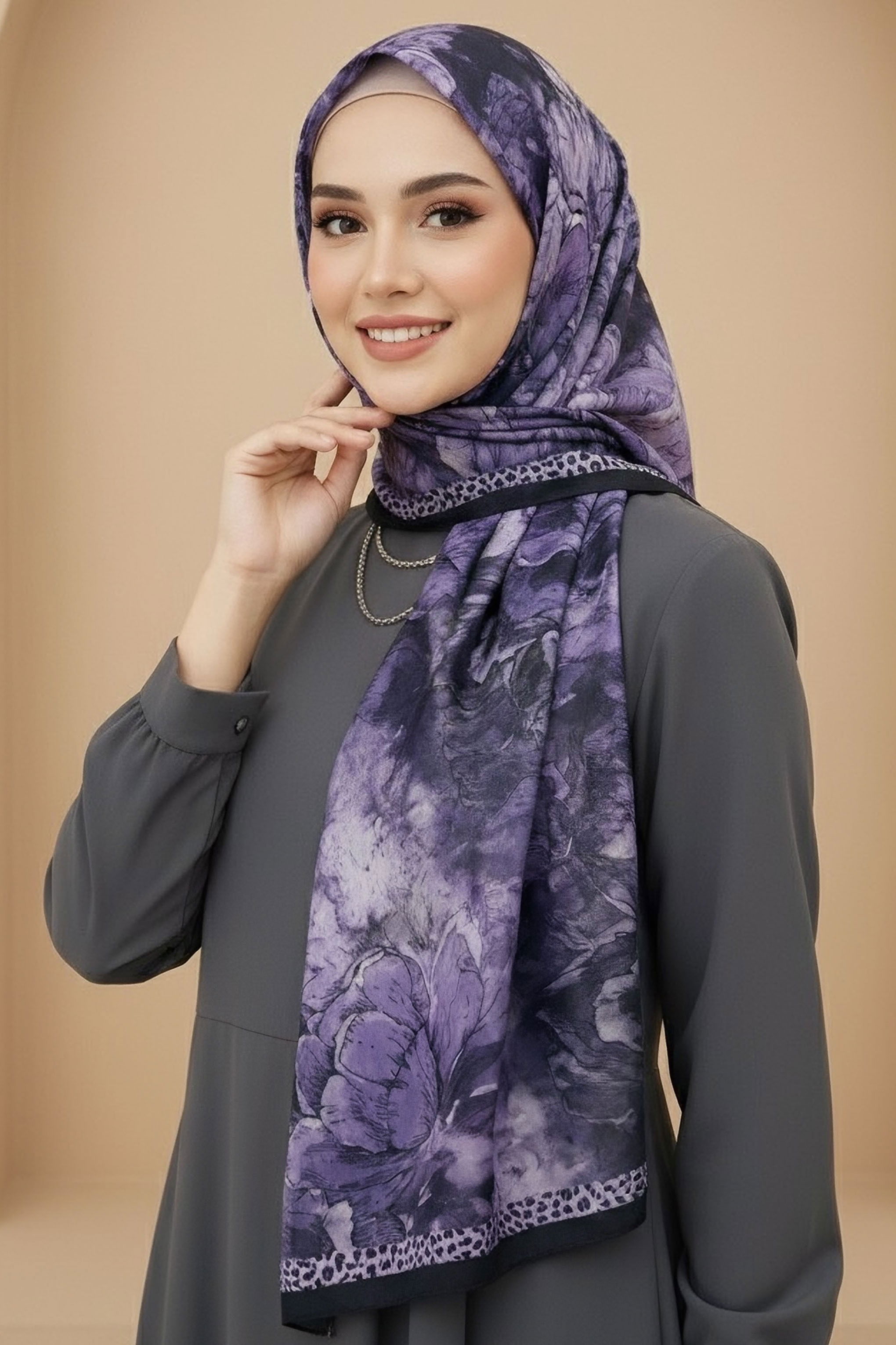 Rustik Bloom Serisi Bambu Crash Şal - 28002-MOR - 1