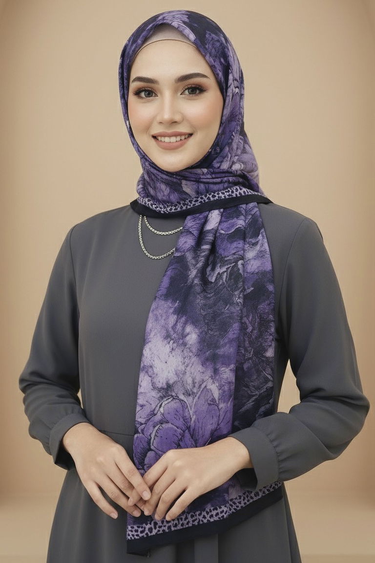 Rustik Bloom Serisi Bambu Crash Şal - 28002-MOR - TOFİSA