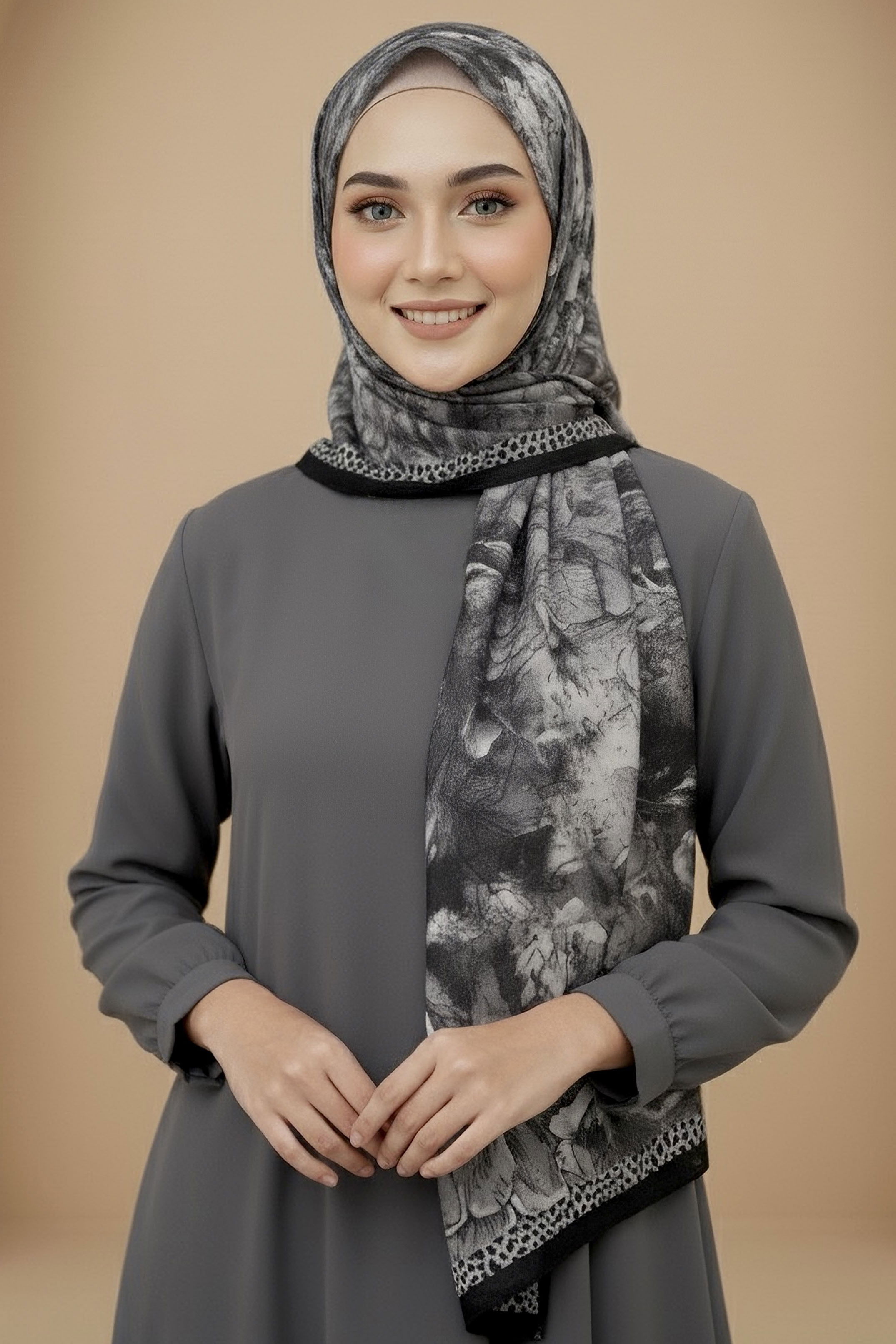 Rustik Bloom Serisi Bambu Crash Şal - 28002-SIYAH - 2