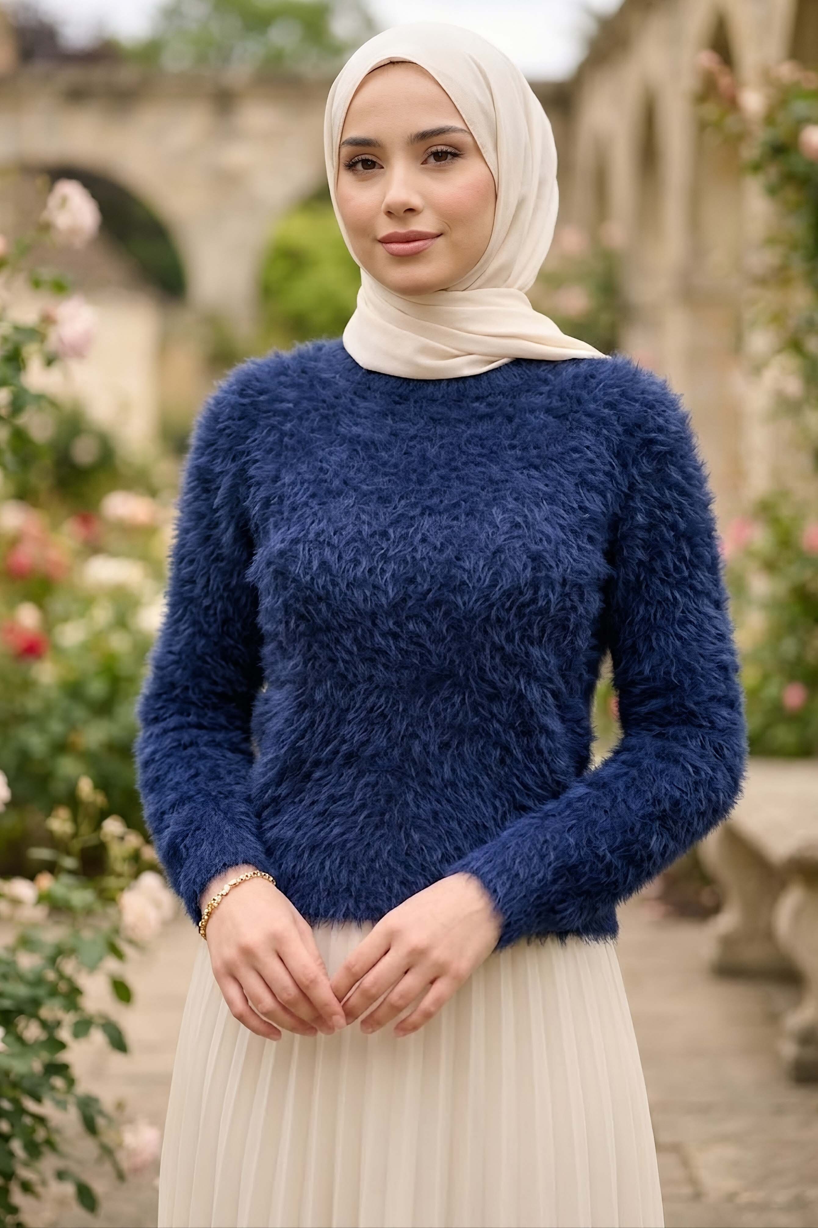 Sakalı Yumoş Düz Kazak Lacivert - 28907-LACIVERT - 1