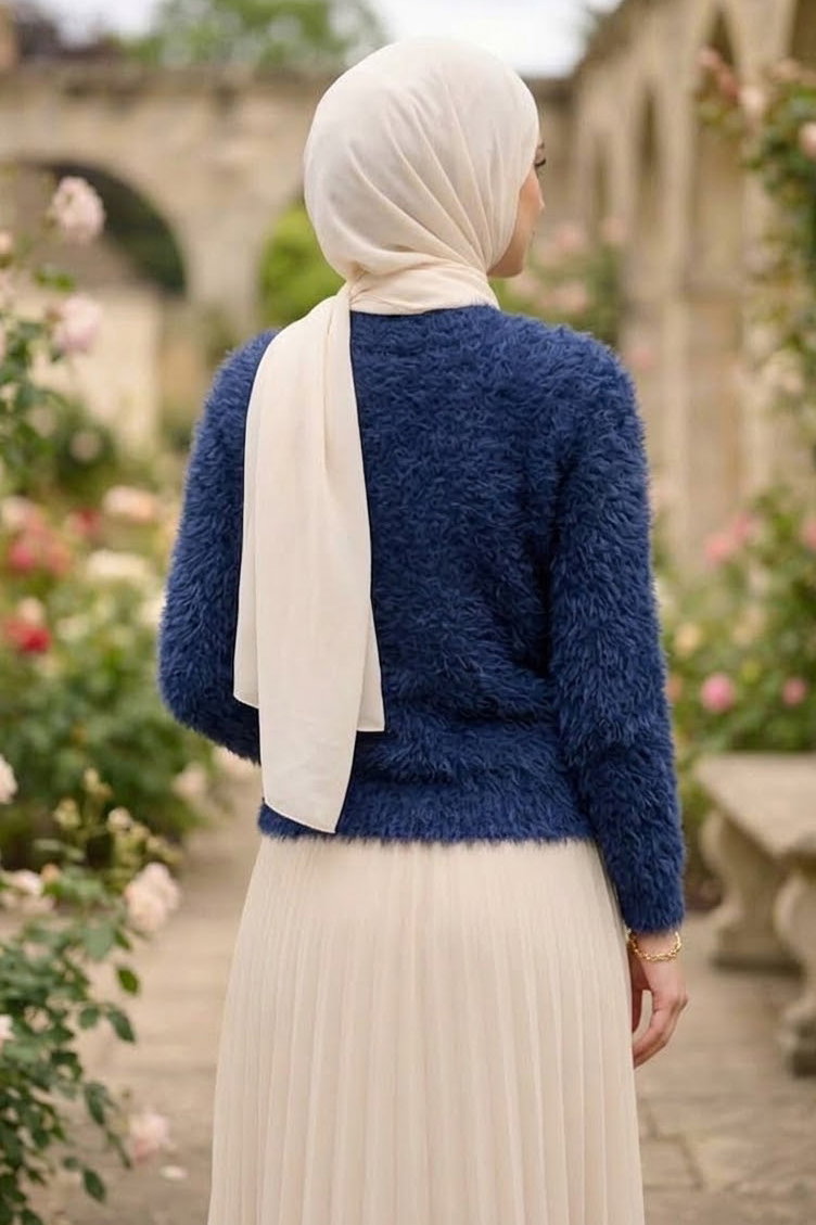 Sakalı Yumoş Düz Kazak Lacivert - 28907-LACIVERT - 4