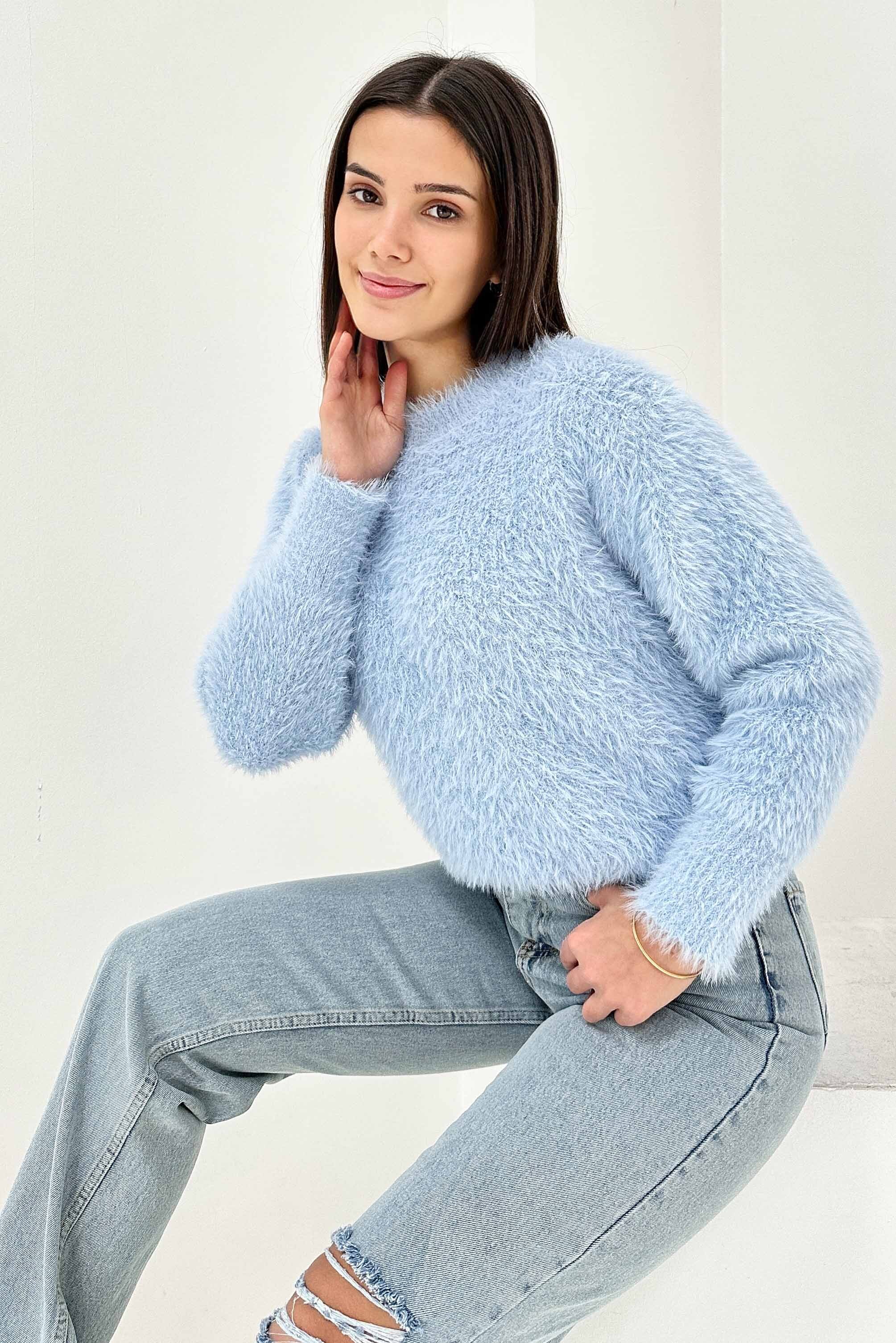 Sakallı Yumoş Kazak - 27901-BEBE-MAVI - 4