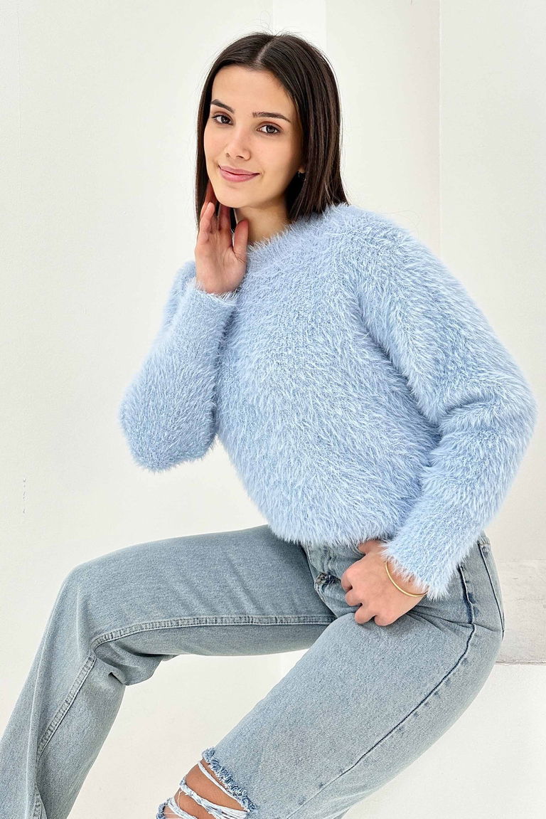 Sakallı Yumoş Kazak - 27901-BEBE-MAVI - TOFİSA