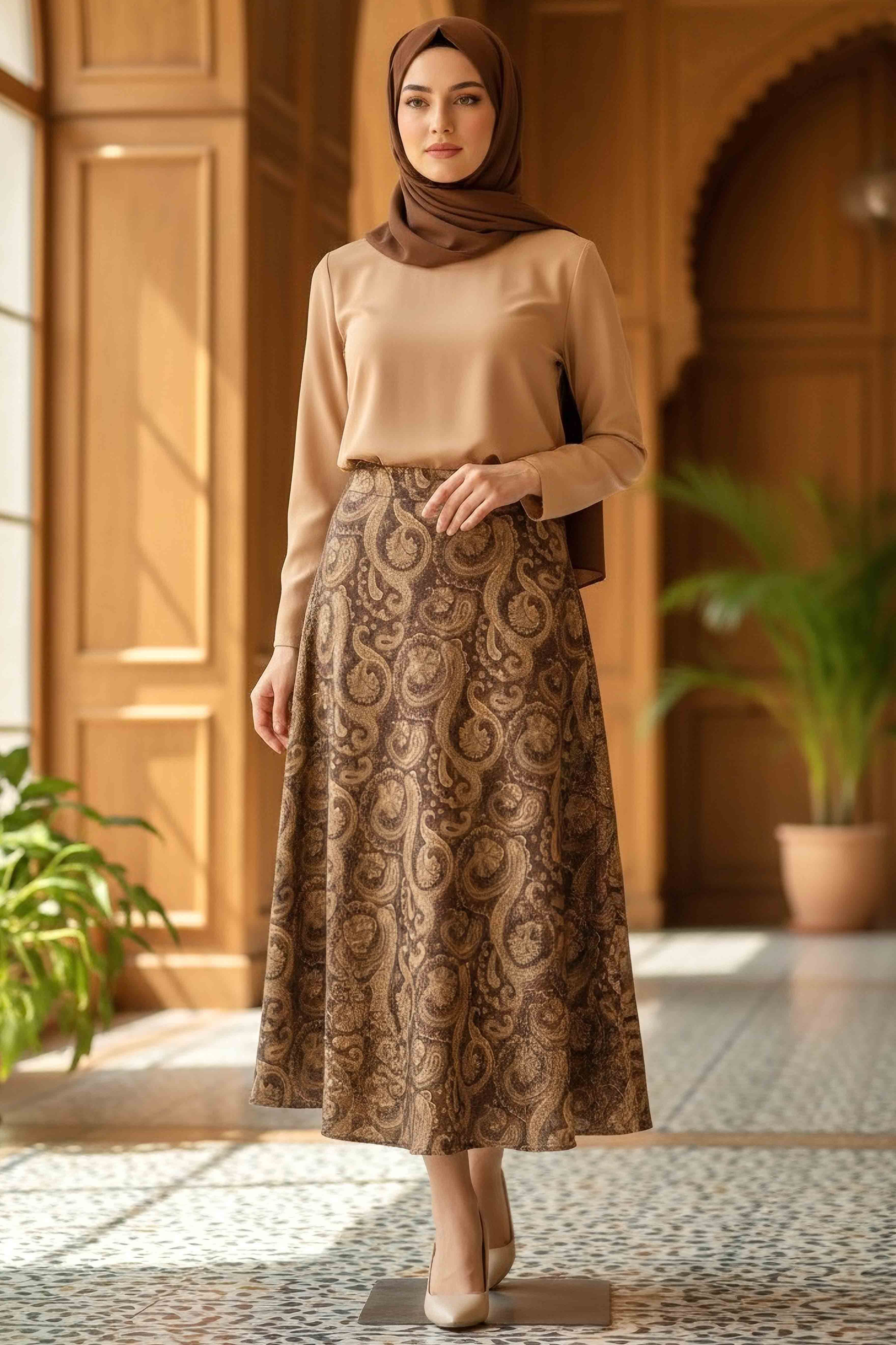 Şal Desen Etek - 28271-SARI - 1