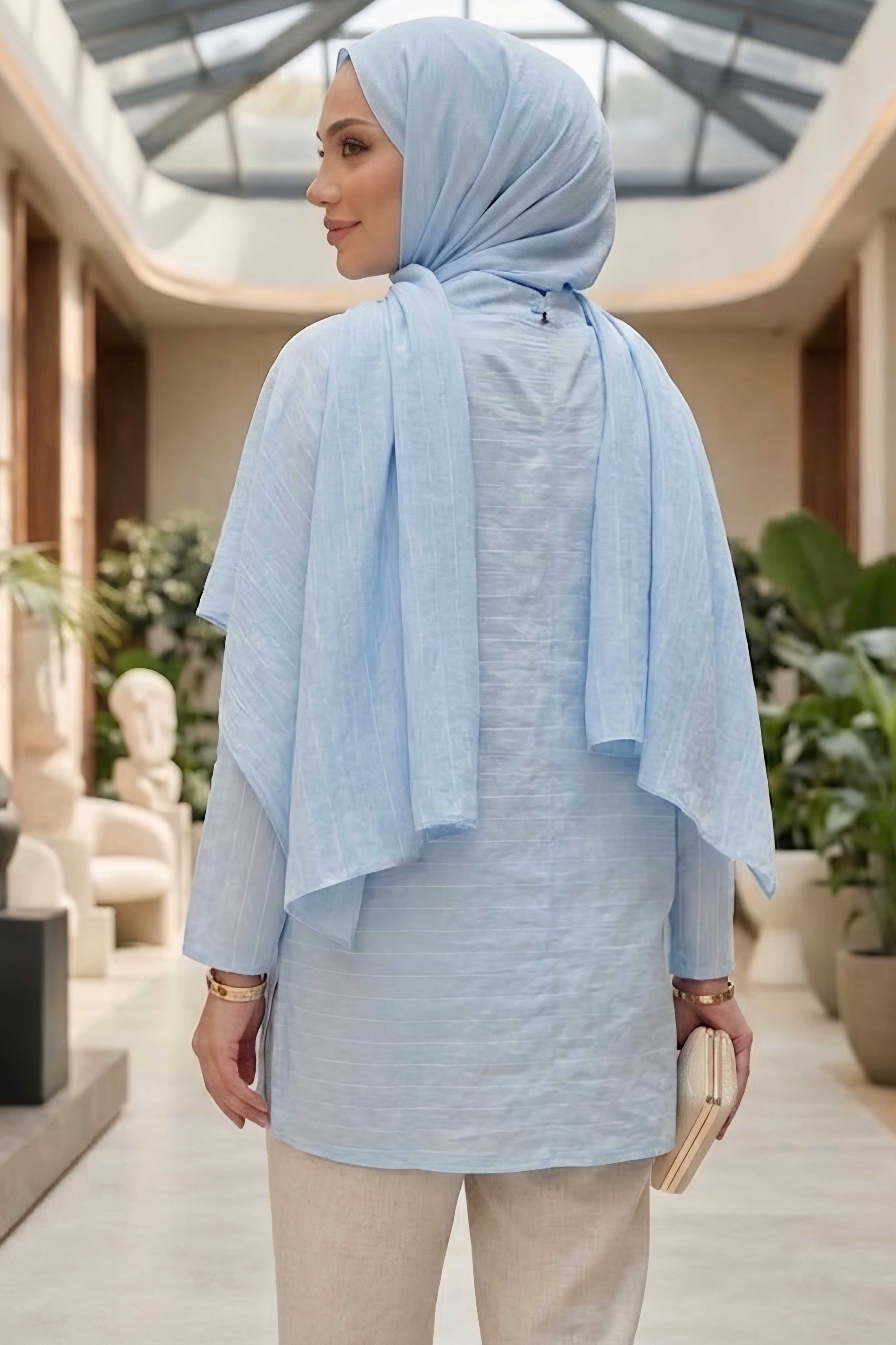 Şal Yaka Çizgili Tunik Bebe Mavi - 28871-BEBE-MAVI - 3