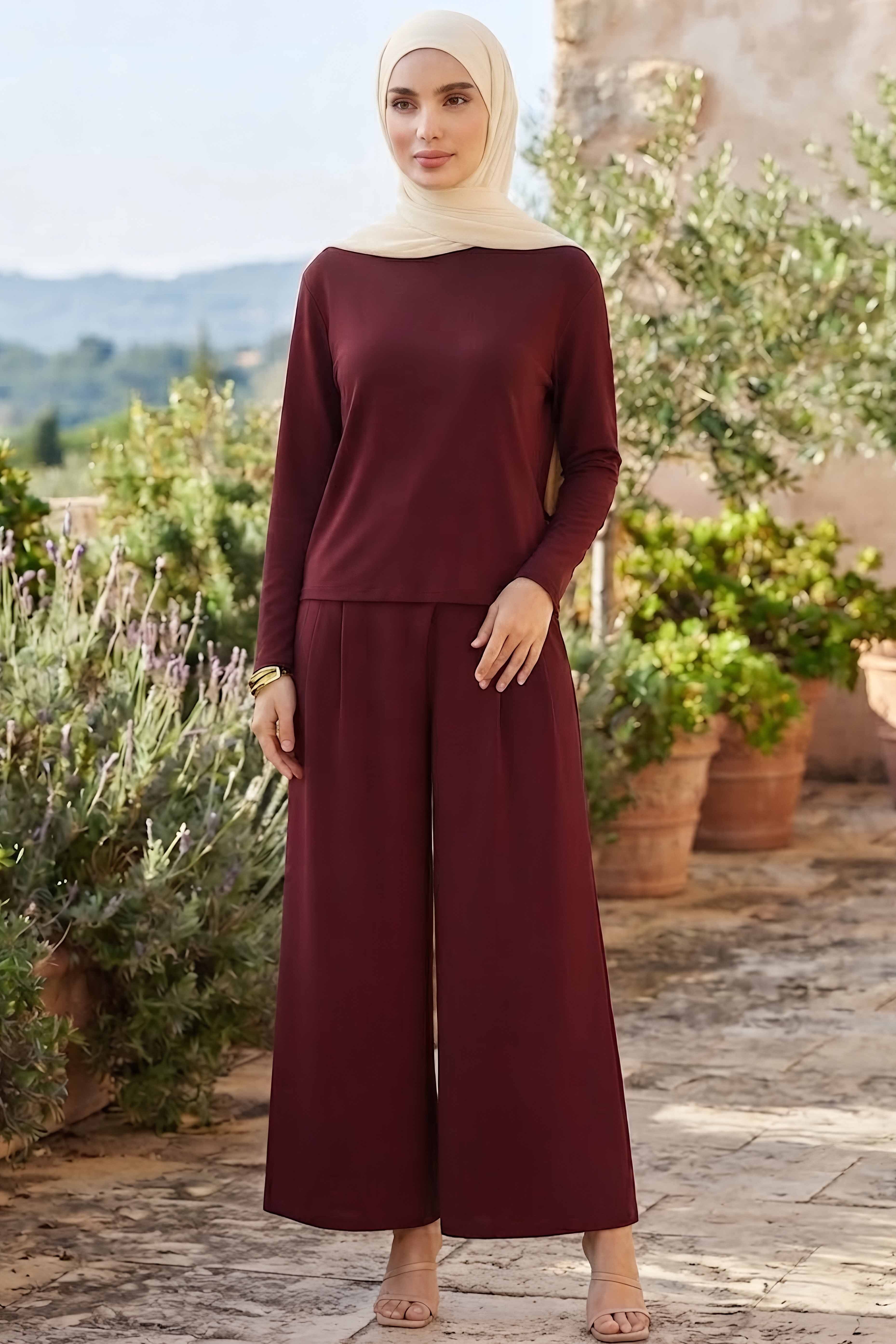 Salaş Pantolon İkili Takım Bordo - 1347-BORDO - 1