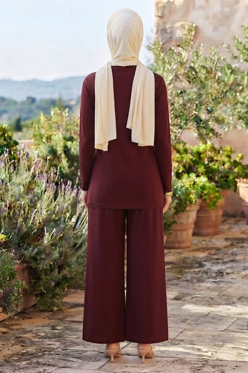 Salaş Pantolon İkili Takım Bordo - 1347-BORDO - 3