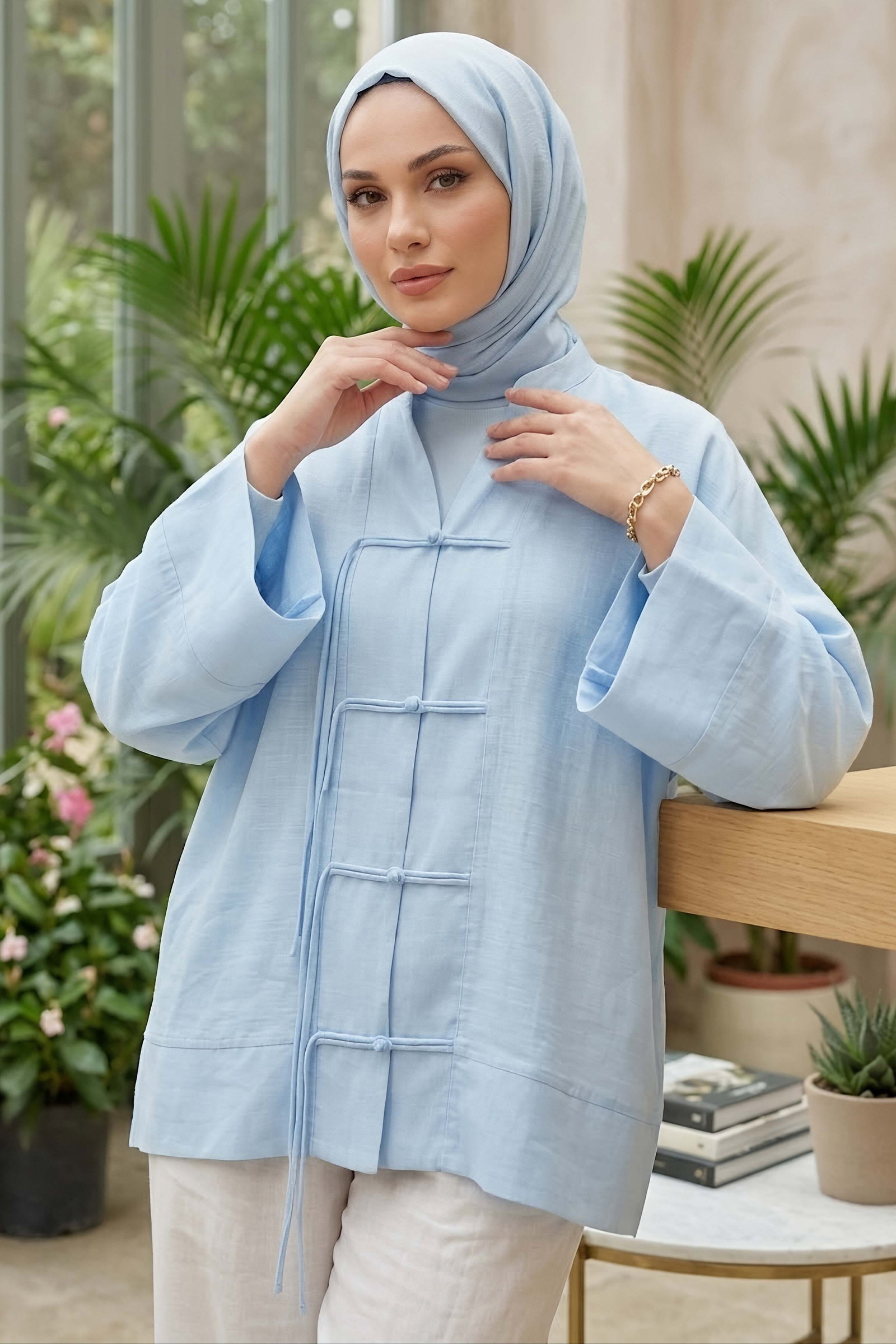 Salaş Saçaklı Kimono Bebe Mavi - 28810-BEBE-MAVI - 1
