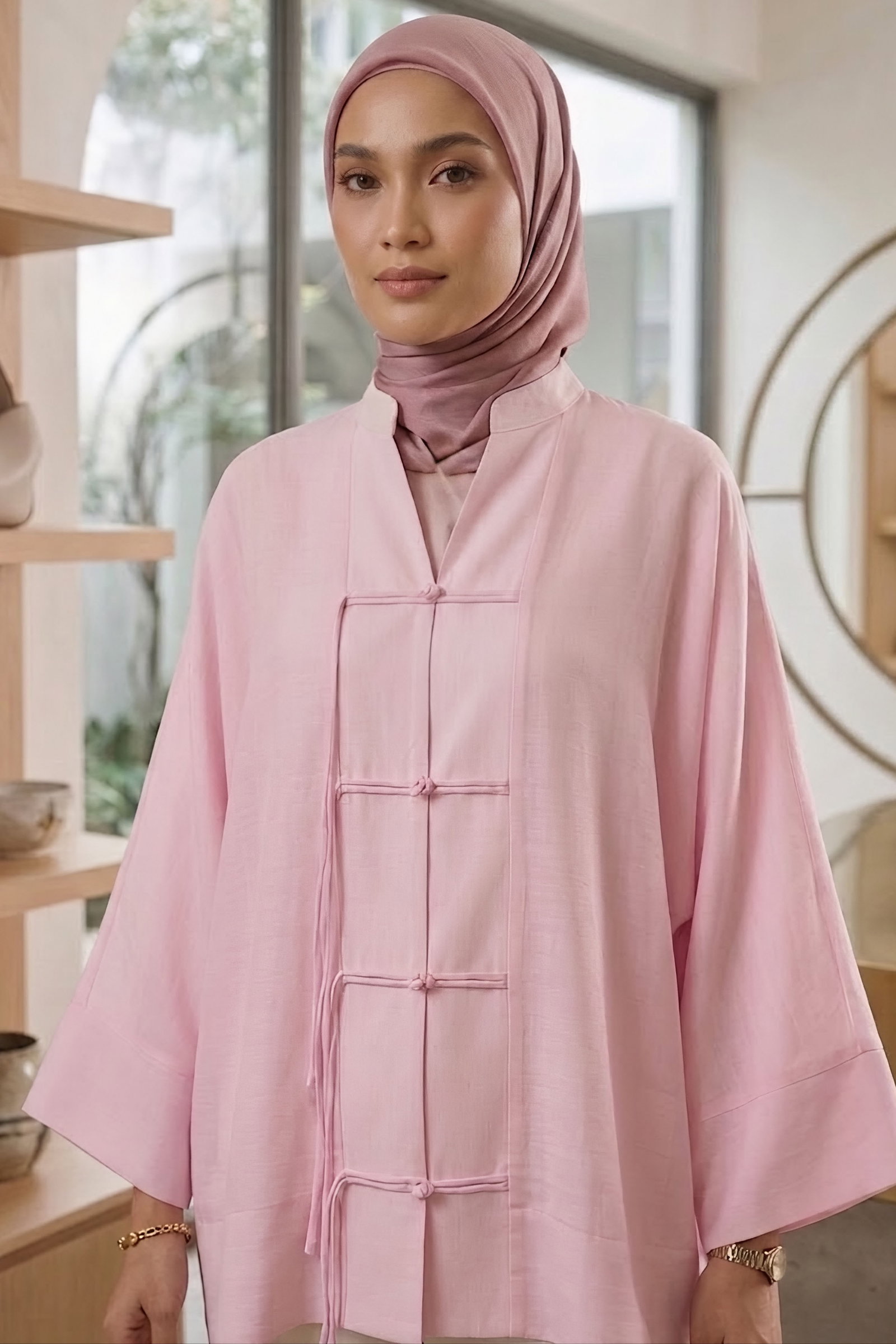 Salaş Saçaklı Kimono Pembe - 28810-PEMBE - 2