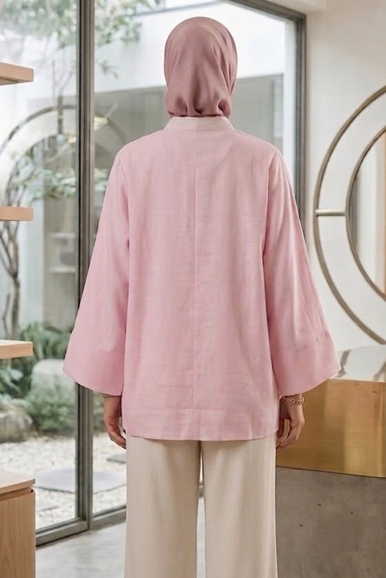 Salaş Saçaklı Kimono Pembe - 28810-PEMBE - 3