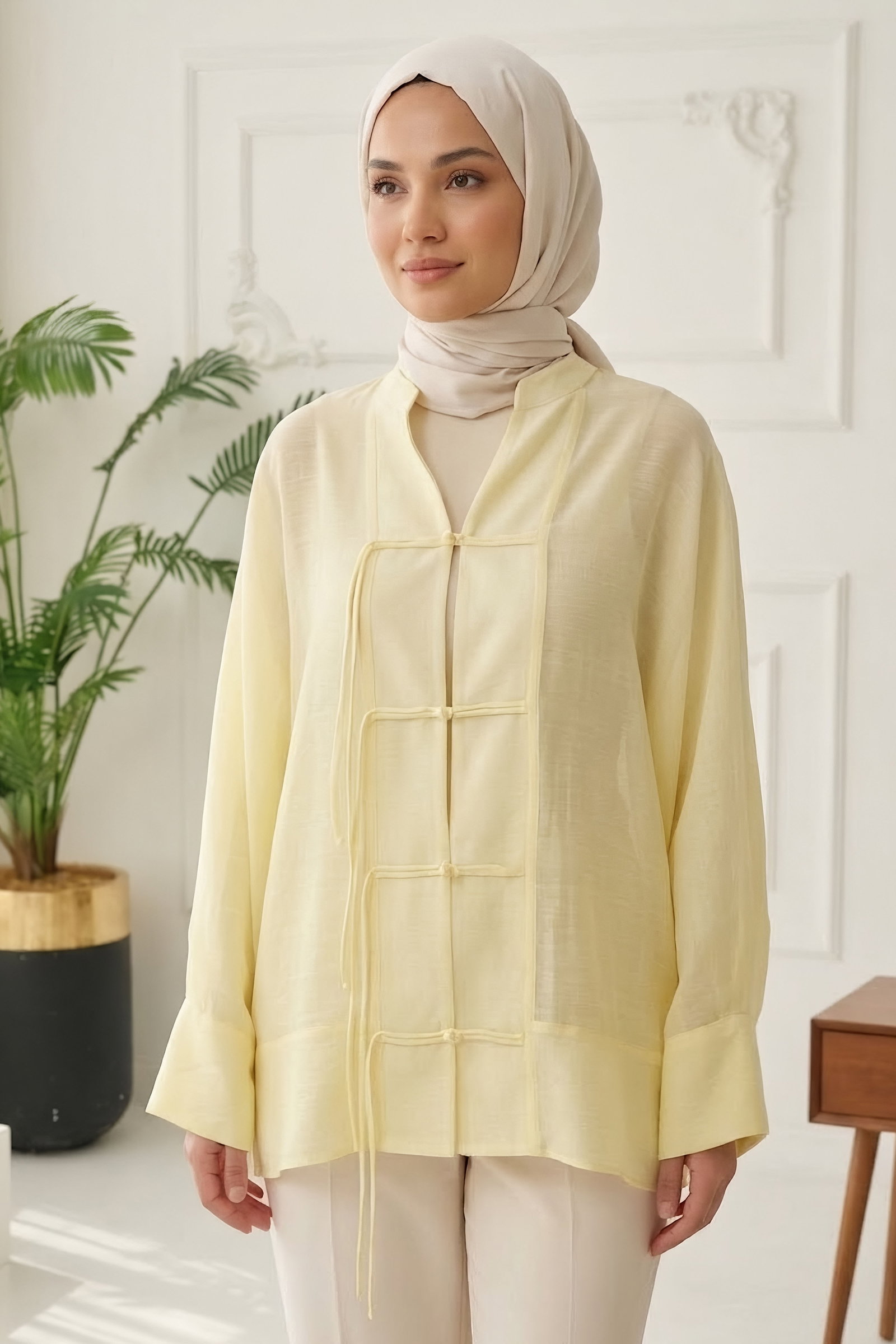 Salaş Saçaklı Kimono Sari - 28810-SARI - 1
