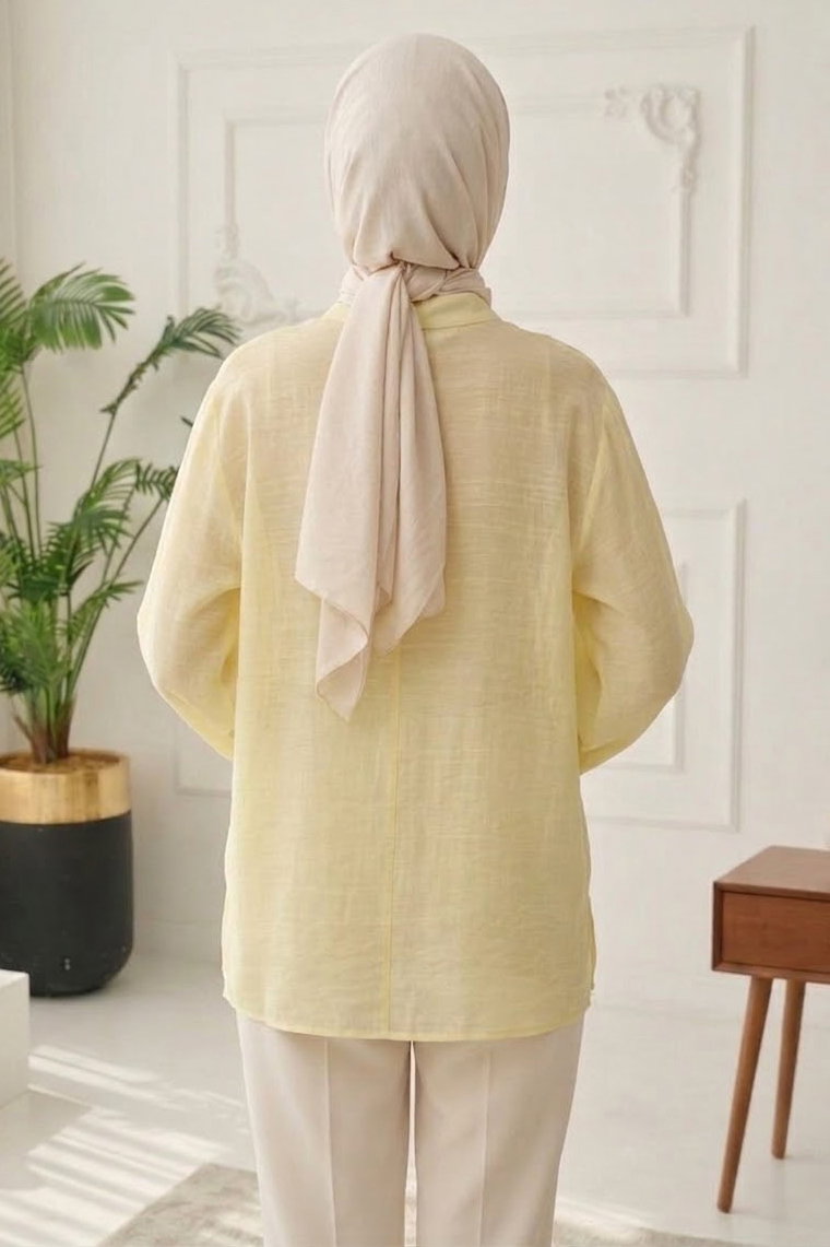 Salaş Saçaklı Kimono Sari - 28810-SARI - 3