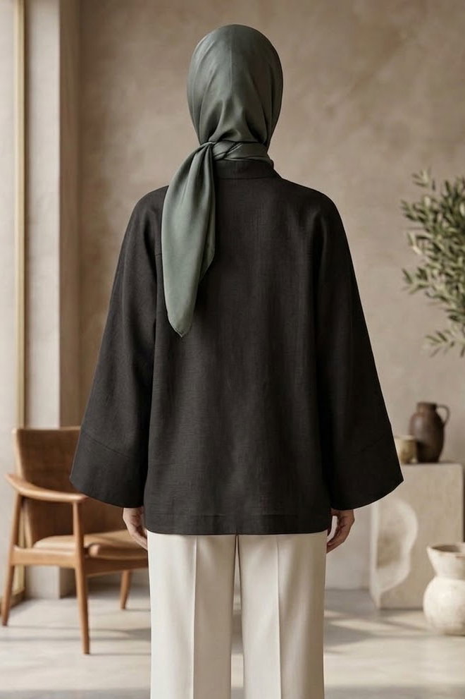 Salaş Saçaklı Kimono Siyah - 28810-SIYAH - 3