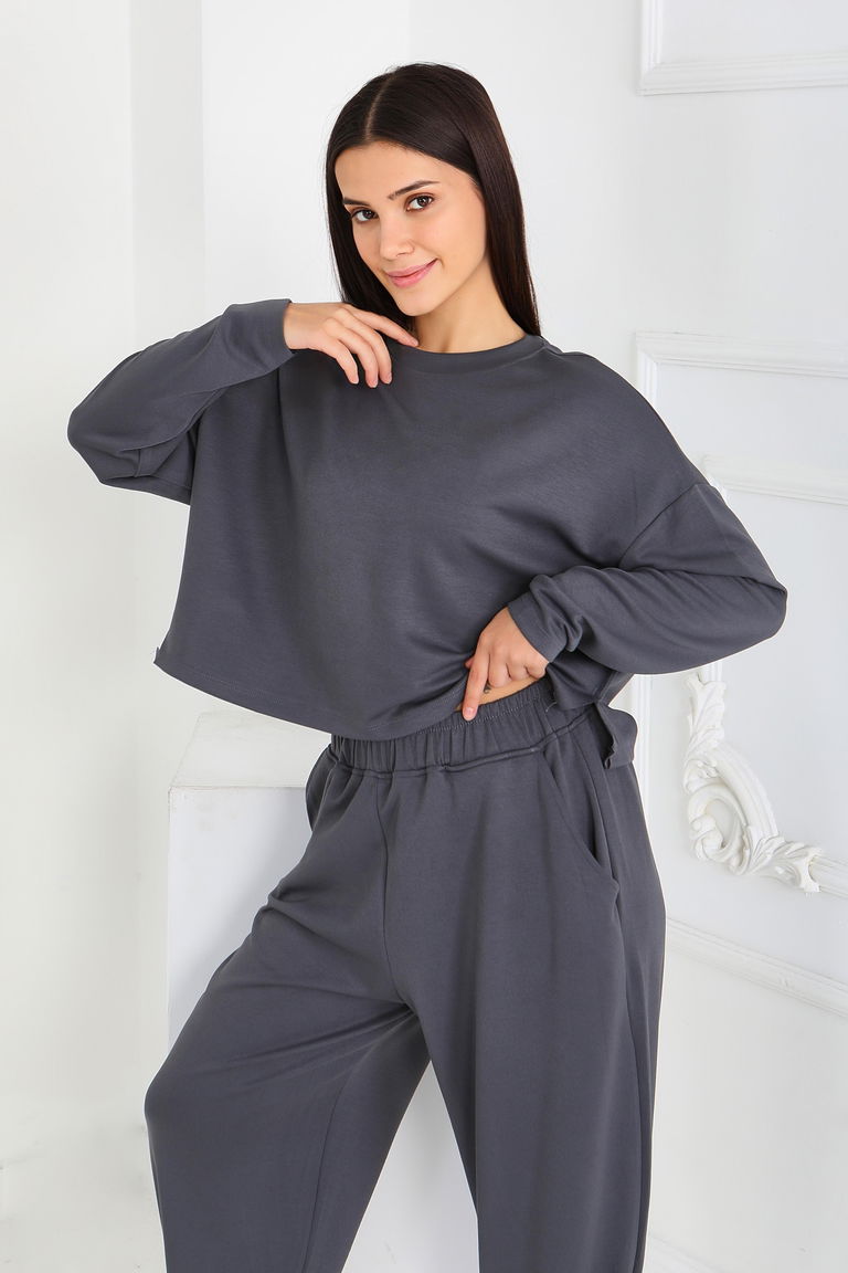Şalvarlı Modal İkili Takım - 27869-FUME - TOFİSA