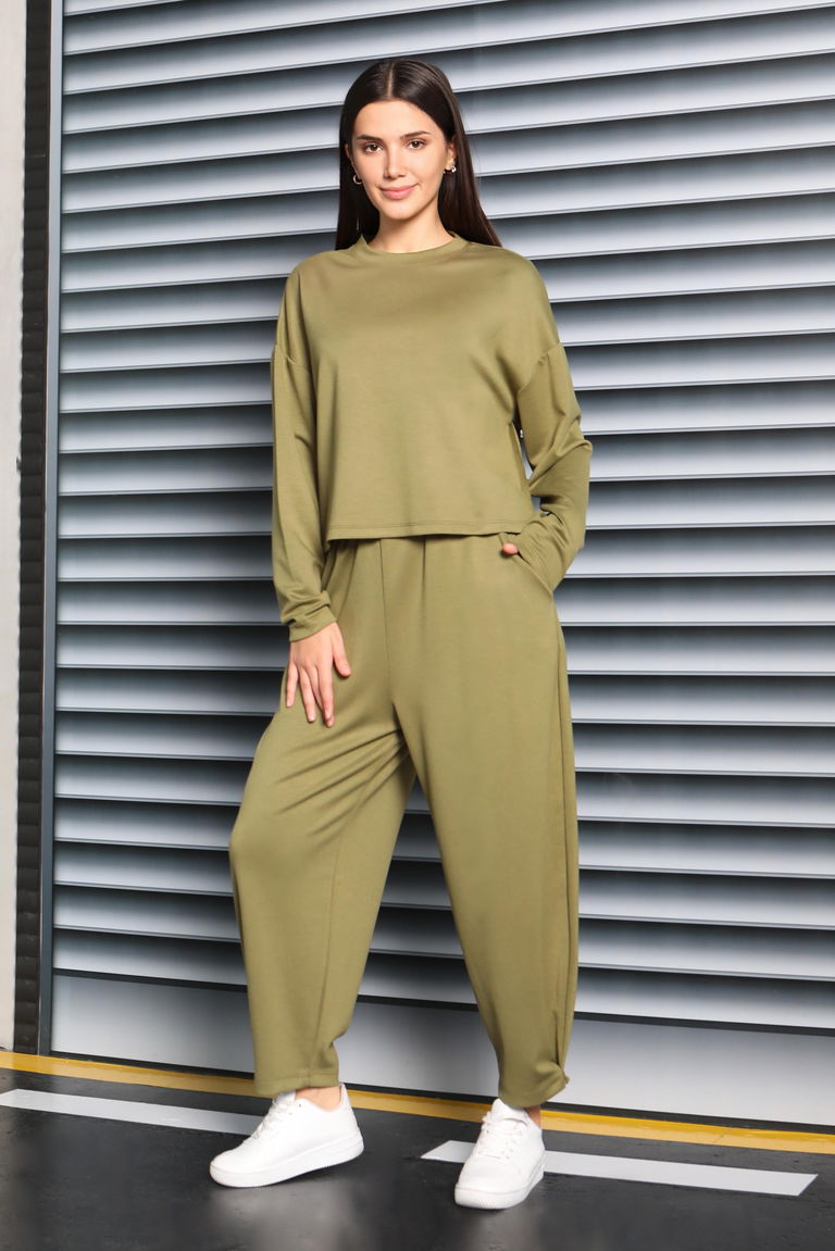 Şalvarlı Modal İkili Takım - 27869-HAKI - TOFİSA