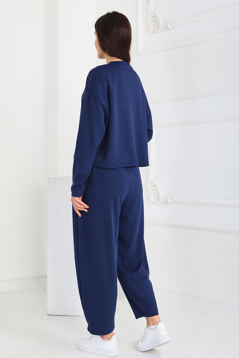 Şalvarlı Modal İkili Takım - 27869-LACIVERT - TOFİSA