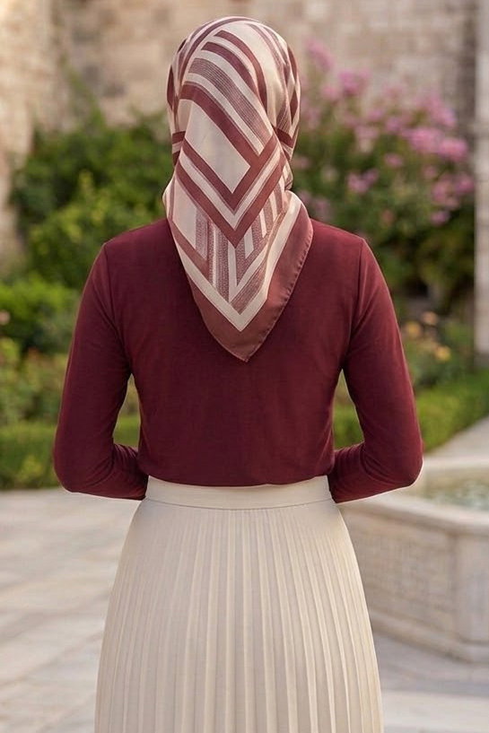 Sanday Önü Büzgülü Bluz Bordo - 28530-BORDO - 3