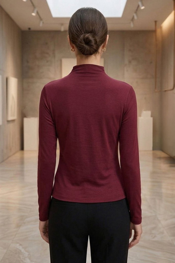 Sanday Önü Büzgülü Bluz Bordo - 28531-BORDO - 3