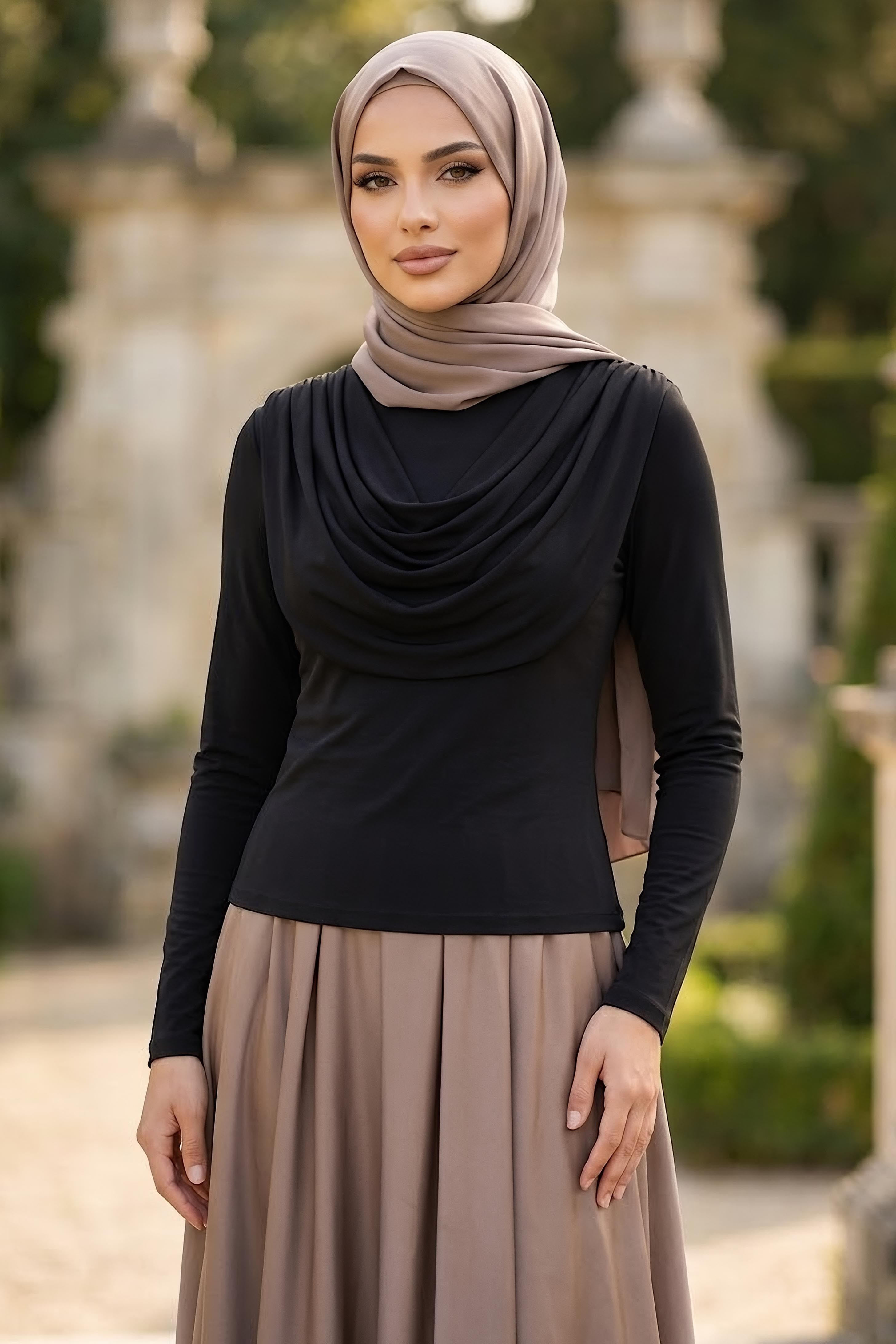 Sanday Önü Büzgülü Bluz Siyah - 28530-SIYAH - 2
