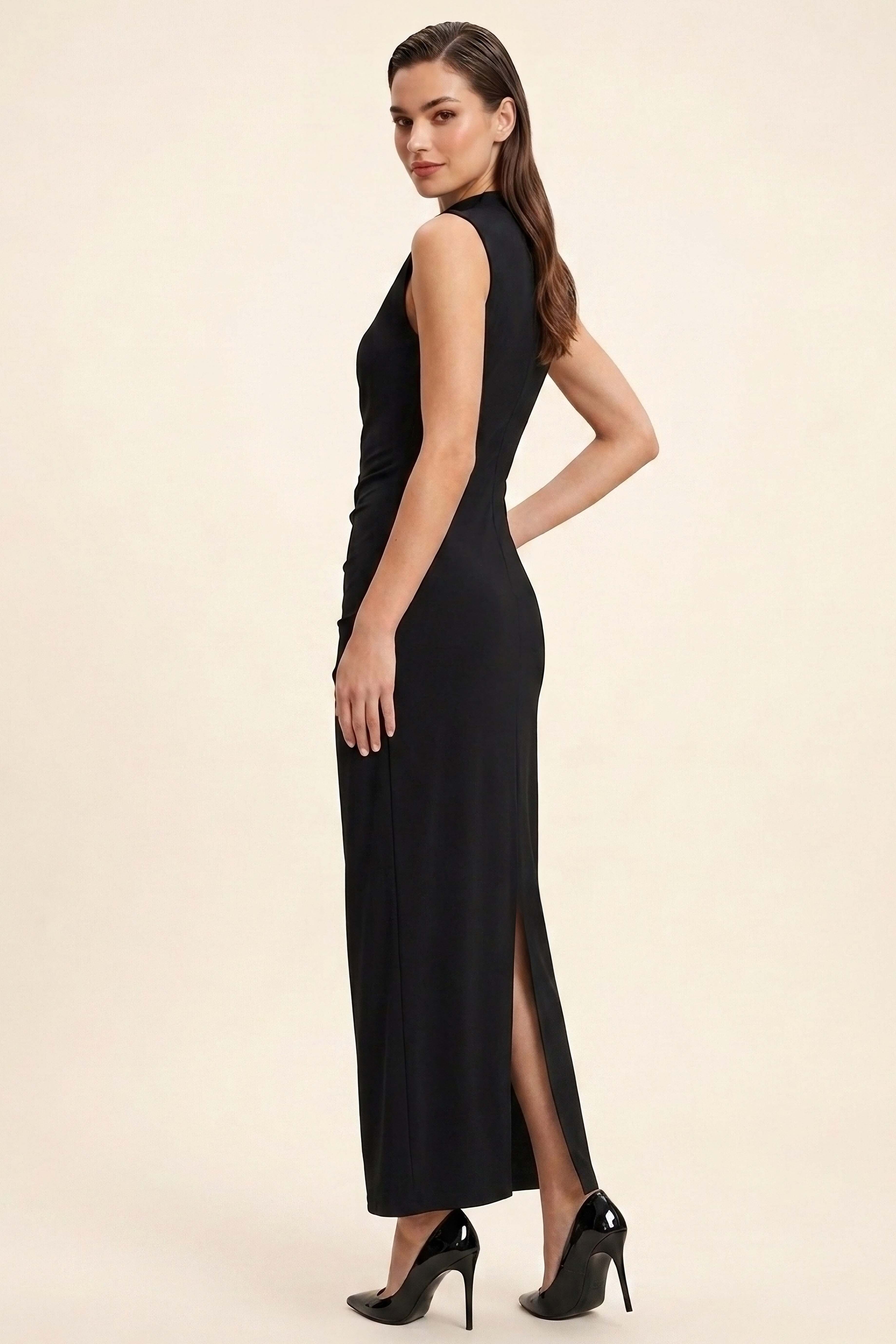 Sandy Sıfır Kol Elbise - 28423-SIYAH - 4