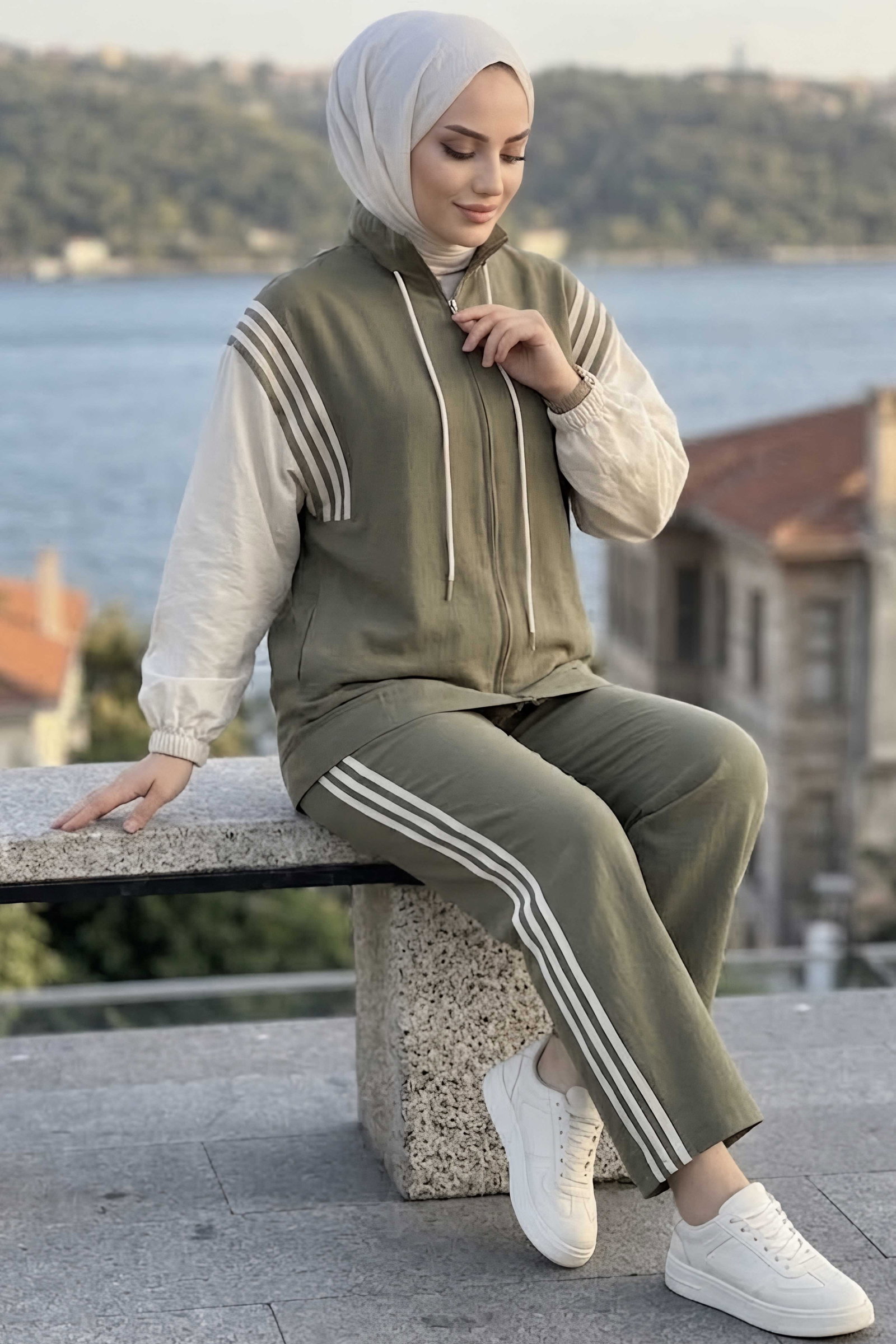 Şerit Detaylı Garnili Takım Haki - 29024-HAKI - 1