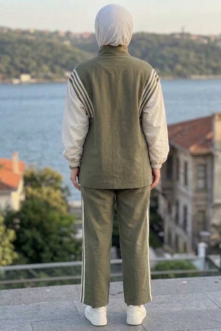 Şerit Detaylı Garnili Takım Haki - 29024-HAKI - 3