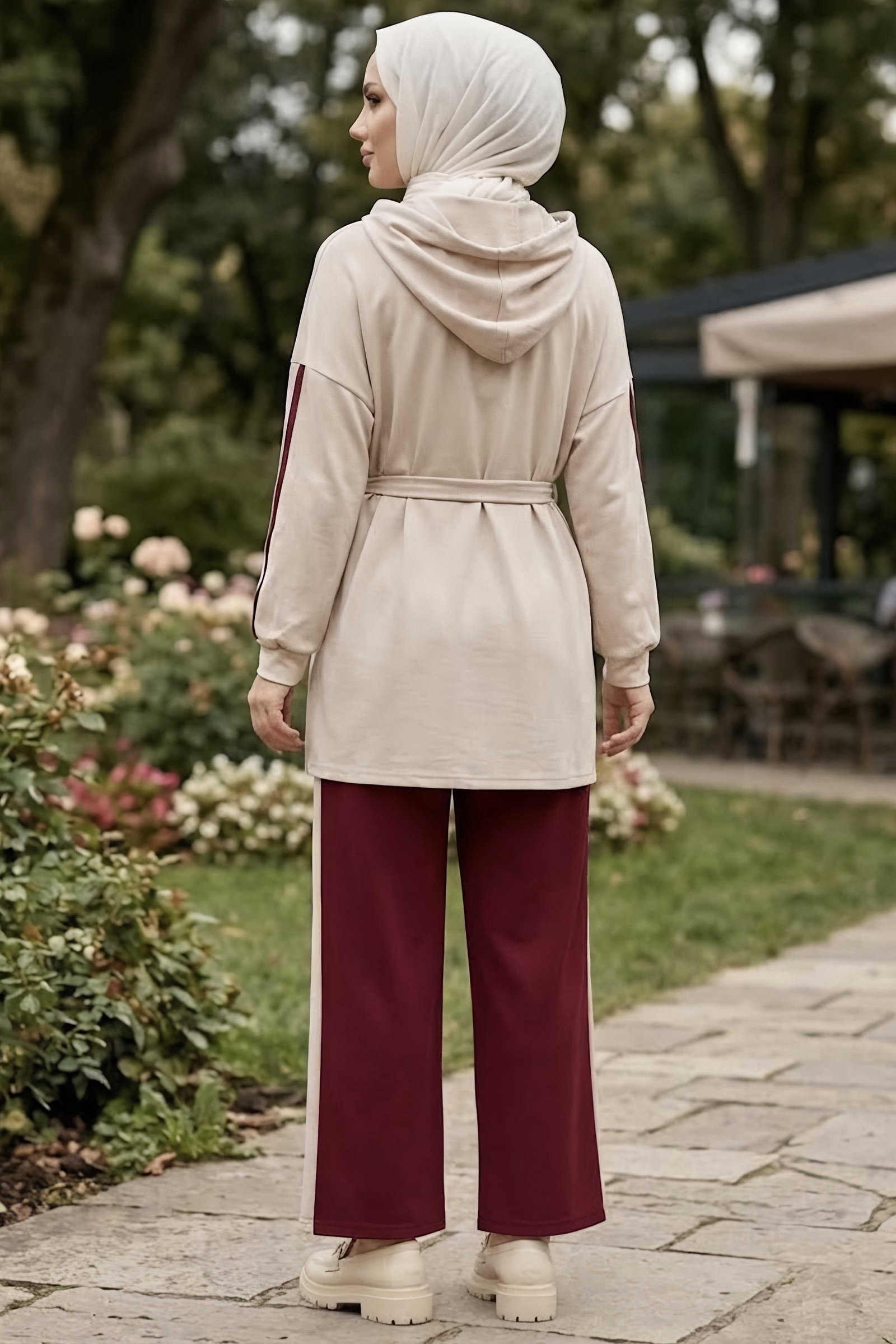 Şerit Detaylı Oysh Modal Takım Bordo - CK1355-BORDO - 3