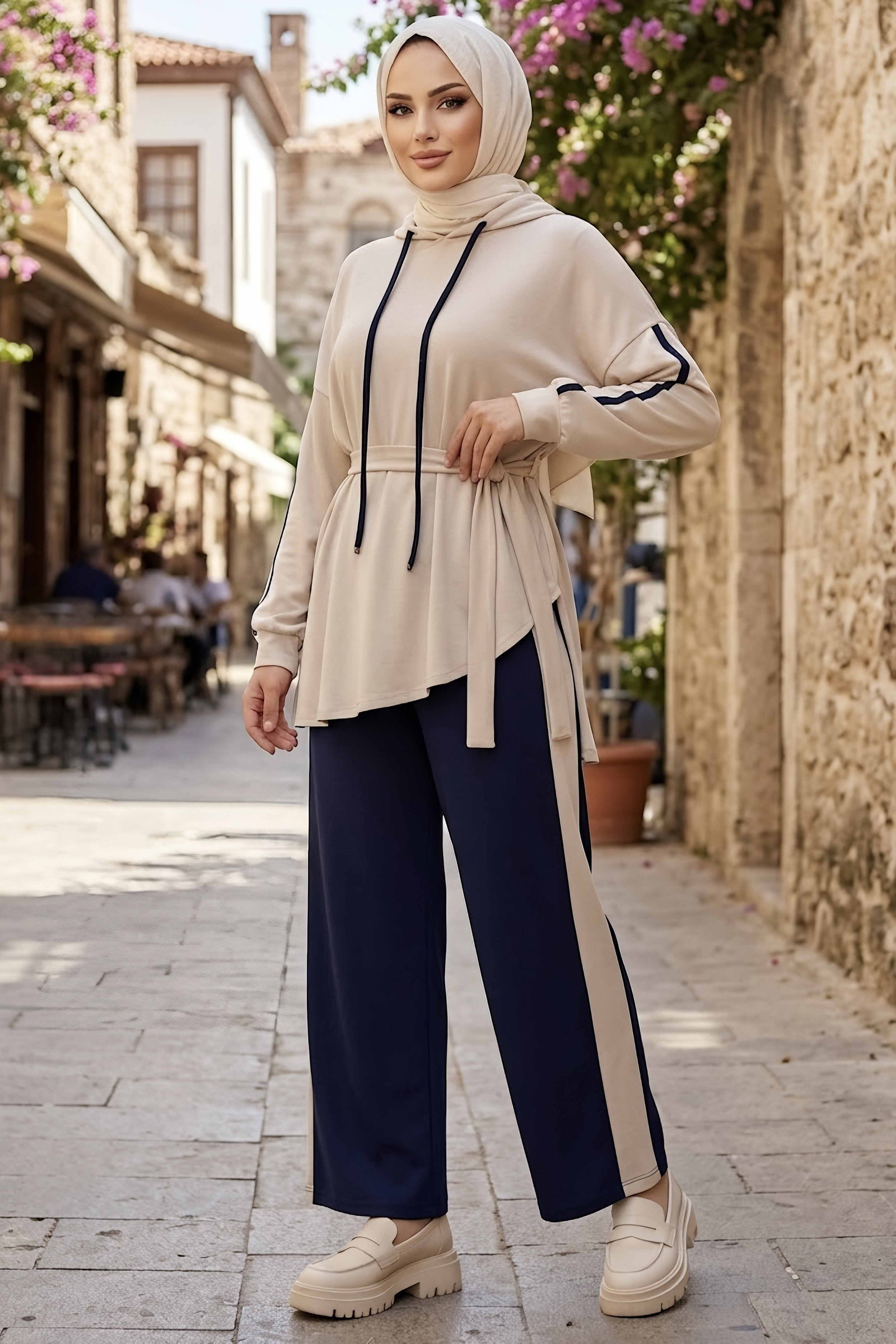 Şerit Detaylı Oysh Modal Takım Lacivert - CK1355-LACIVERT - 1