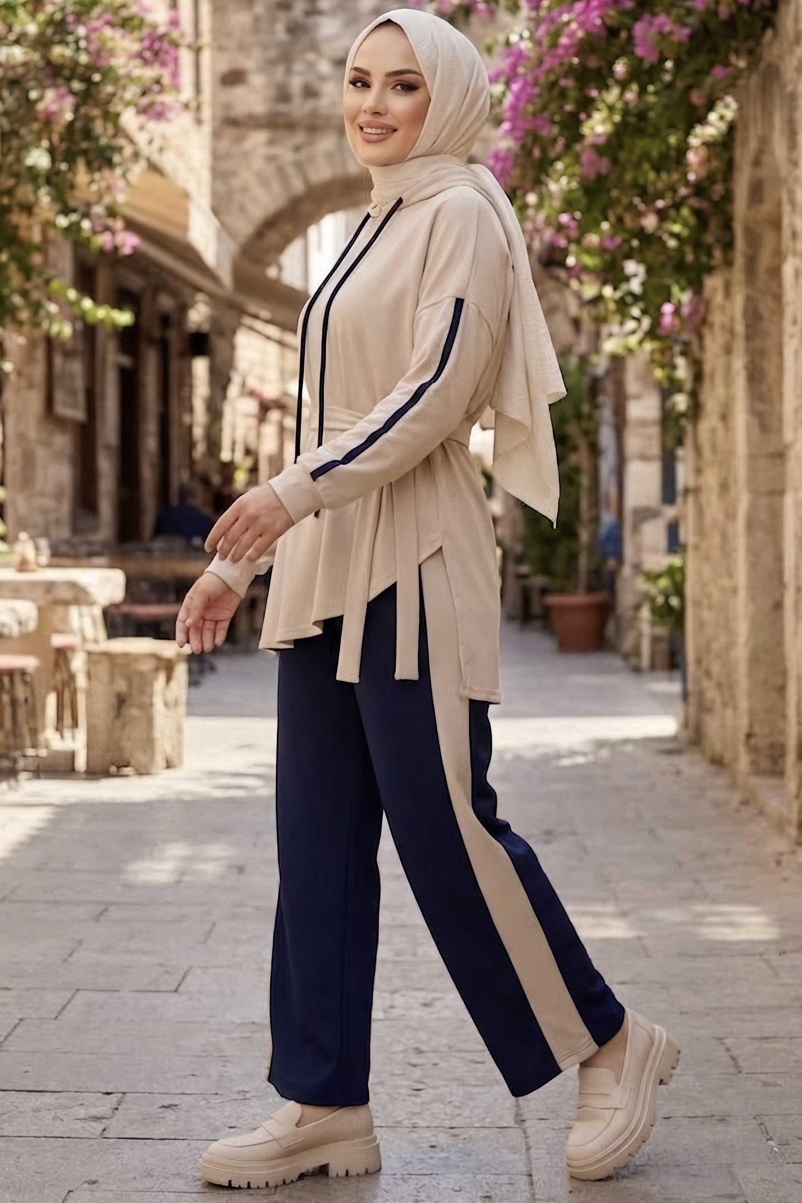 Şerit Detaylı Oysh Modal Takım Lacivert - CK1355-LACIVERT - 2