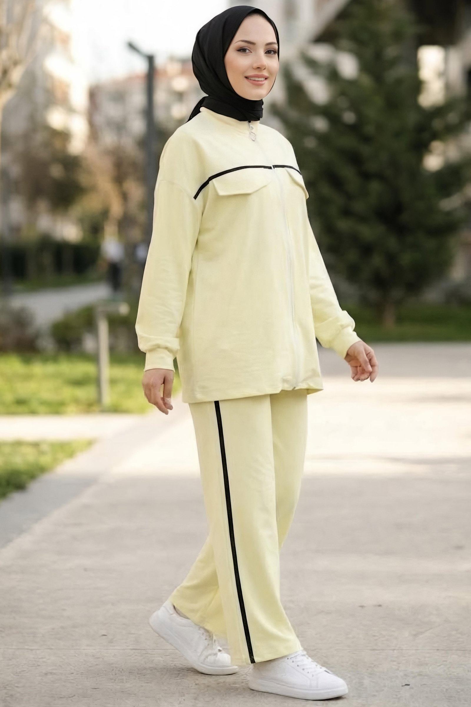 Şerit Detaylı Oysh Modal Takım Sari - 29157-SARI - 1