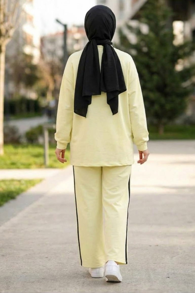 Şerit Detaylı Oysh Modal Takım Sari - 29157-SARI - 4