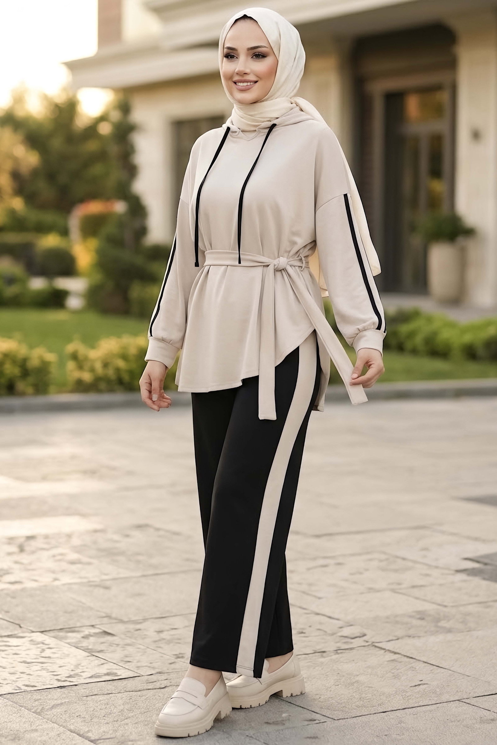 Şerit Detaylı Oysh Modal Takım Siyah - CK1355-SIYAH - 2