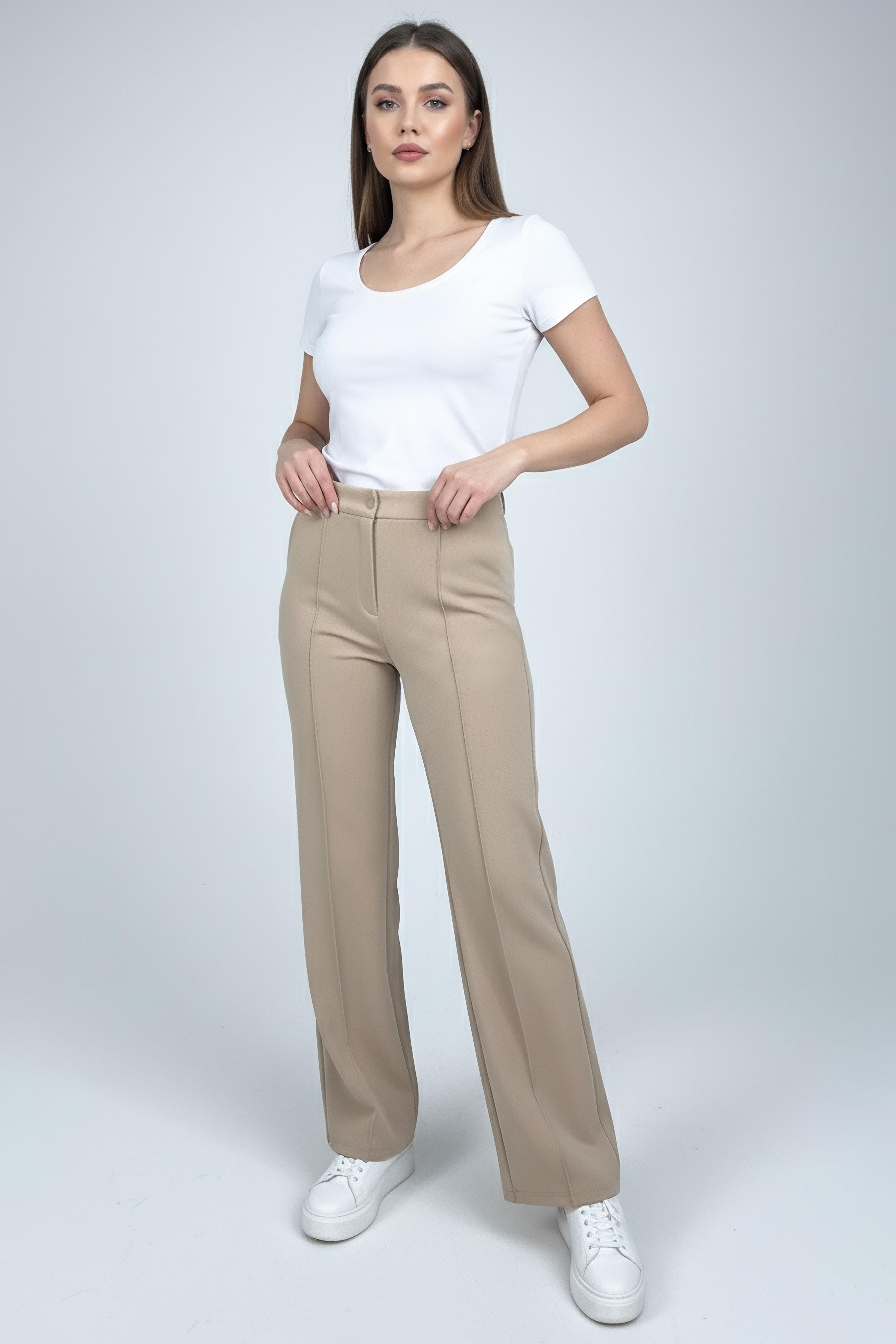 Şerit Detaylı Spor Pantolon - 27084-BEJ - 2