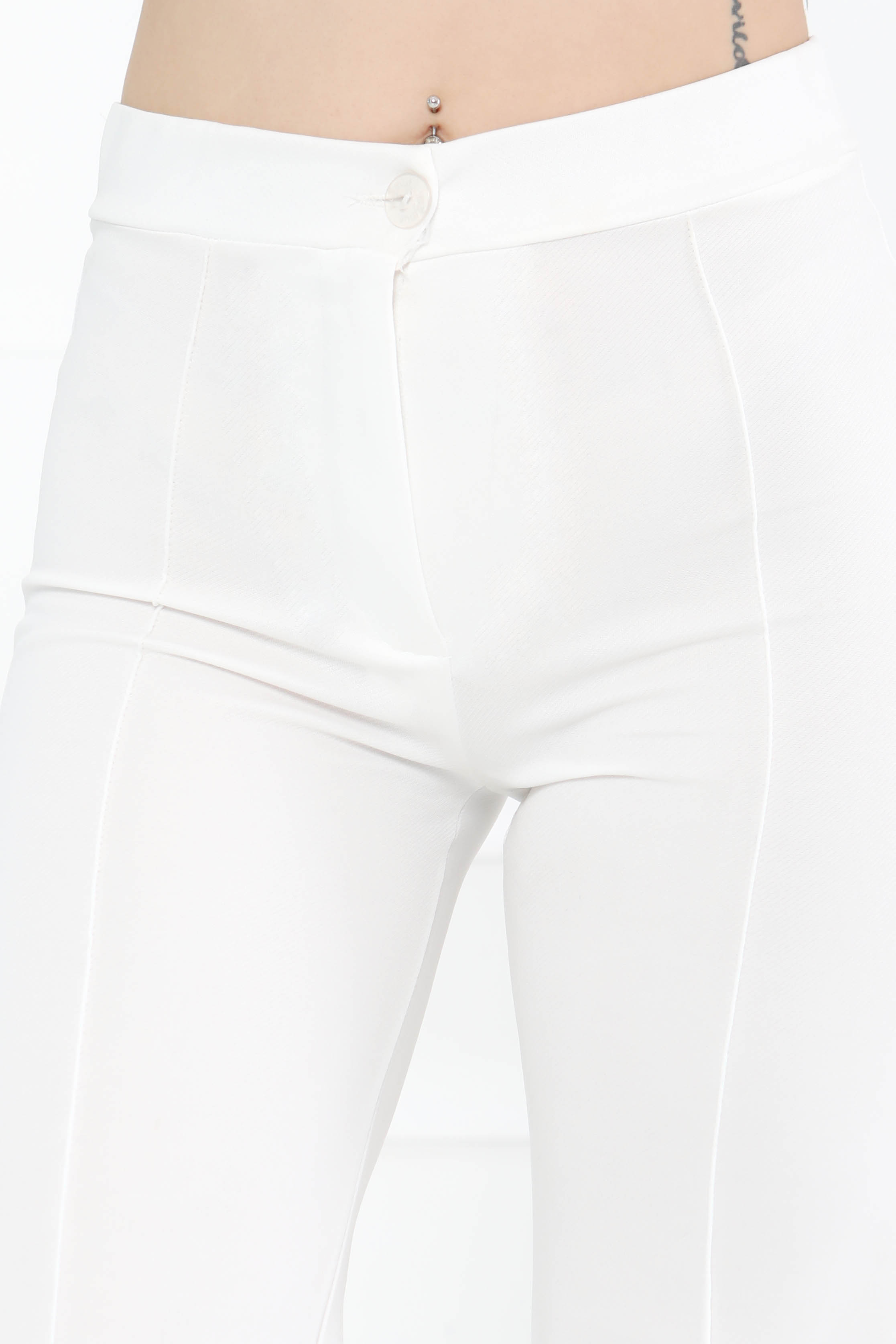 Şerit Detaylı Spor Pantolon Beyaz - 27084 - 3