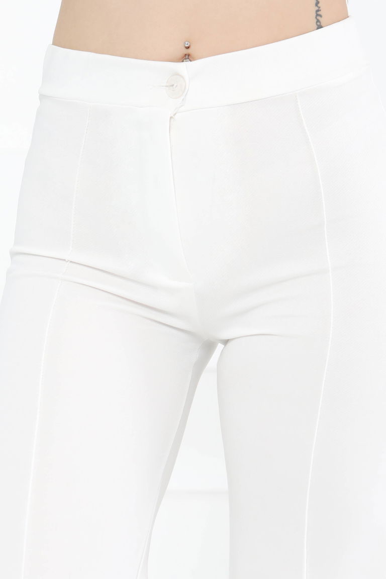 Şerit Detaylı Spor Pantolon Beyaz - 27084 - TOFİSA