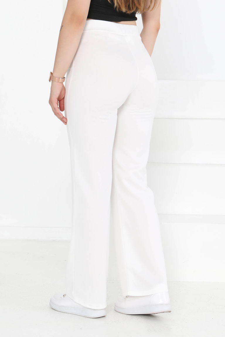 Şerit Detaylı Spor Pantolon Beyaz - 27084 - TOFİSA