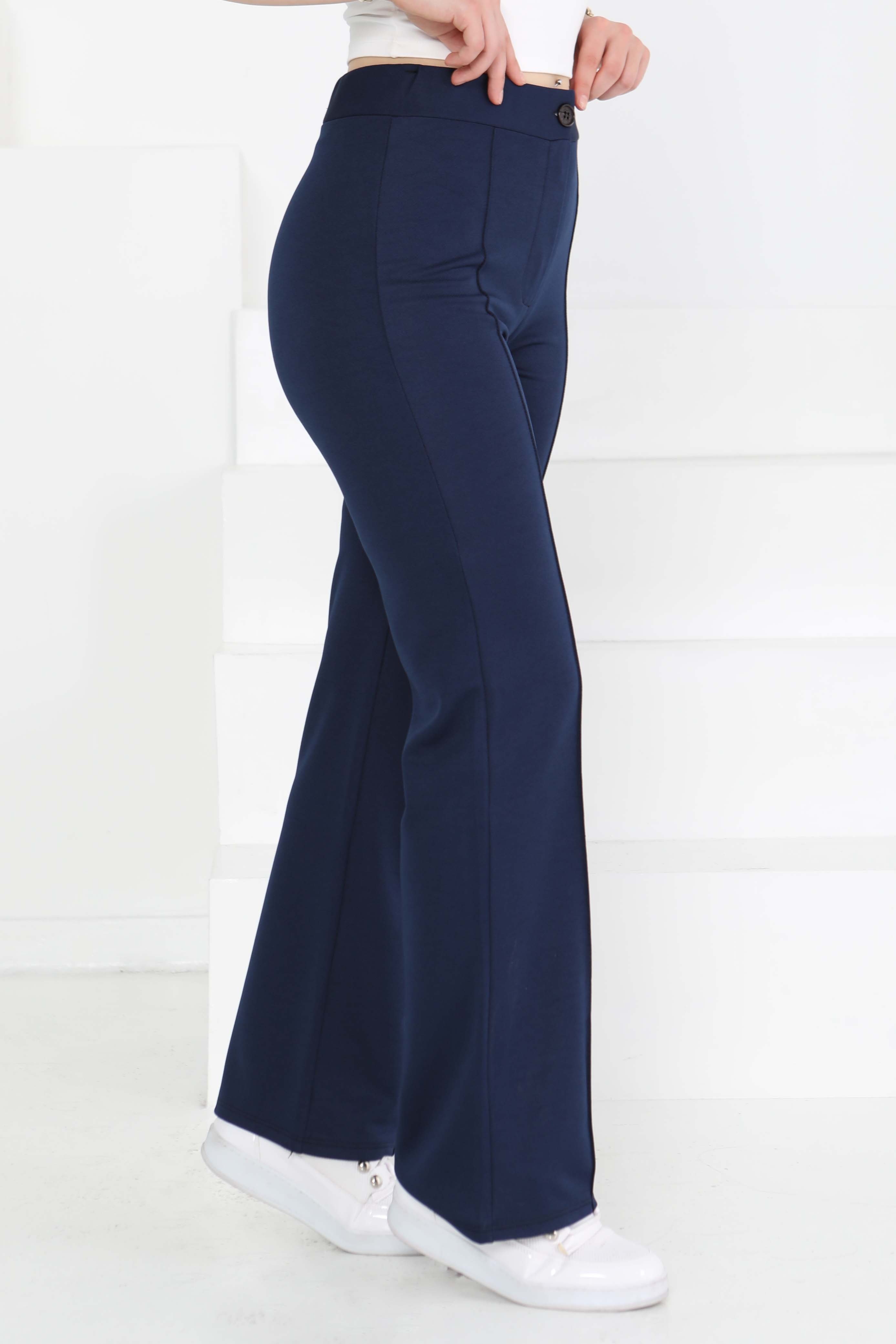 Şerit Detaylı Spor Pantolon Lacivert - 27084 - 3
