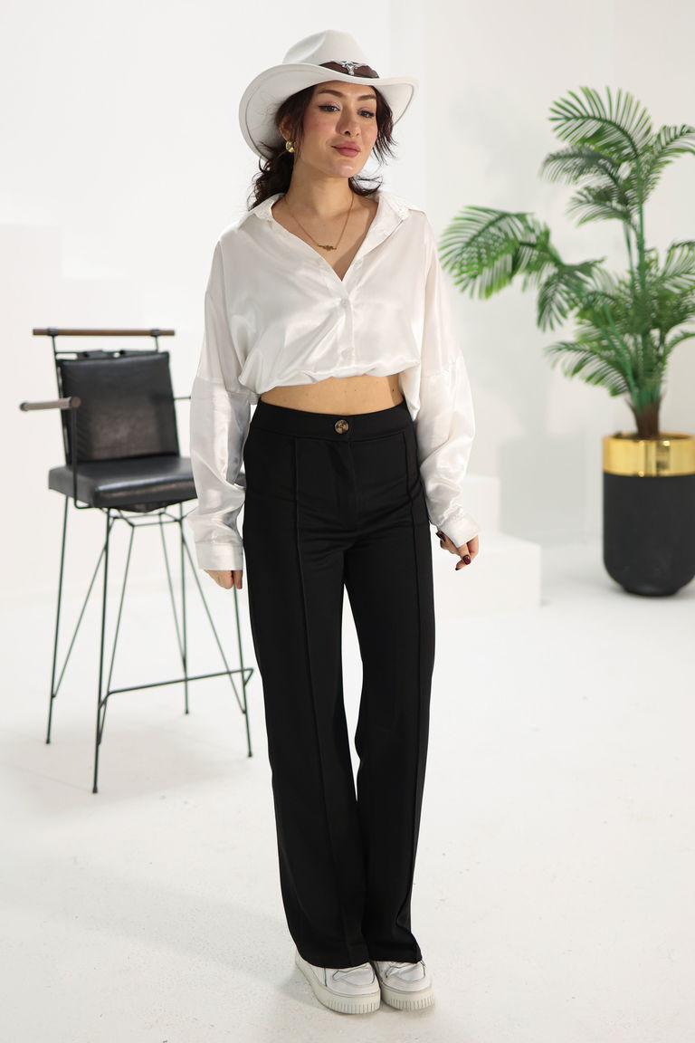 Şerit Detaylı Spor Pantolon Siyah - 27084 - TOFİSA