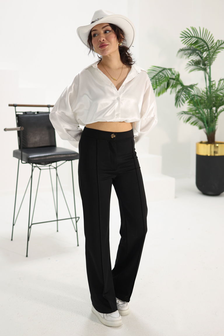 Şerit Detaylı Spor Pantolon Siyah - 27084 - TOFİSA