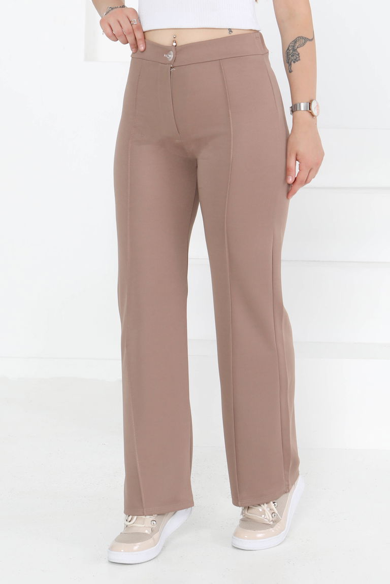 Şerit Detaylı Spor Pantolon Vizon - 27084 - TOFİSA